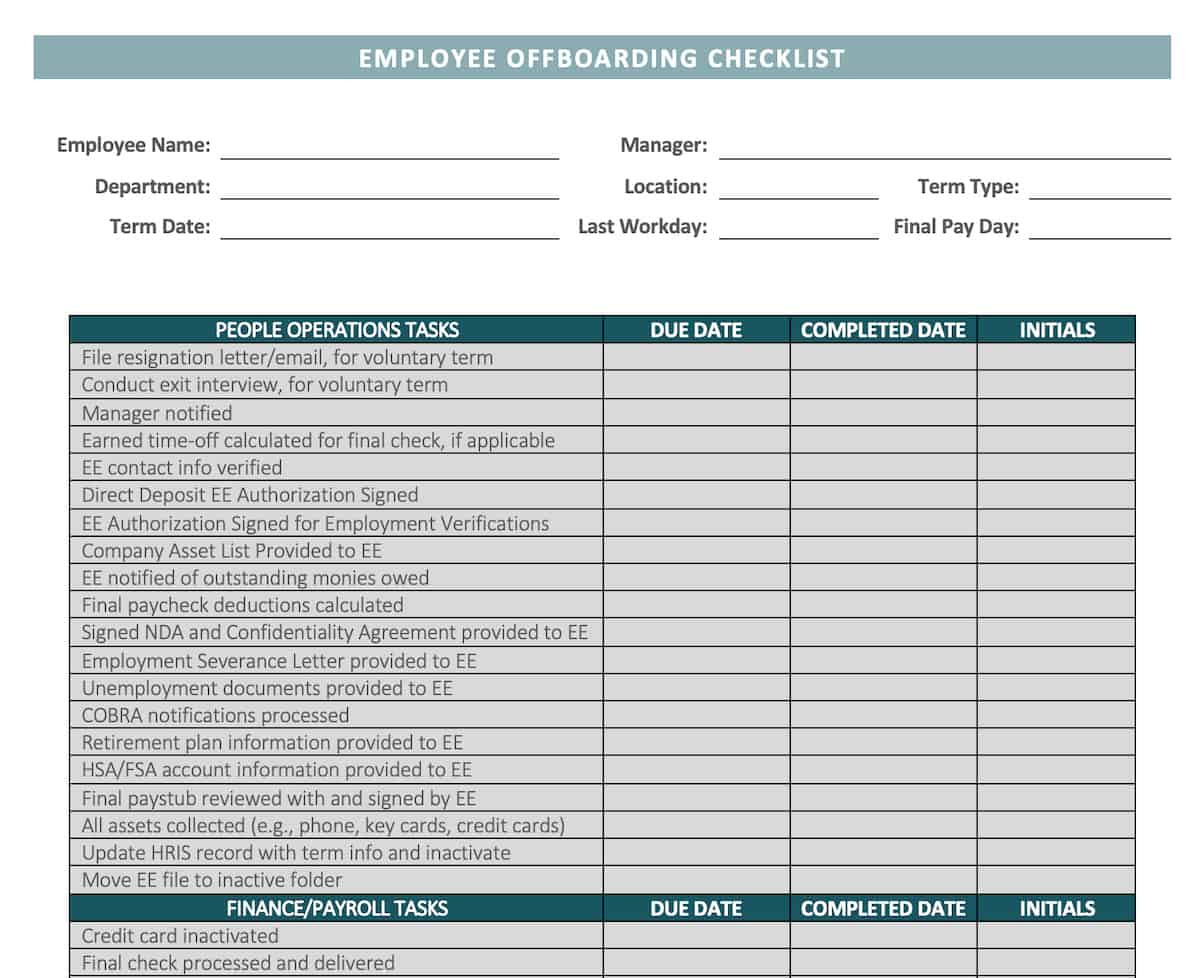 Offboarding Checklist - Talent Alchemists