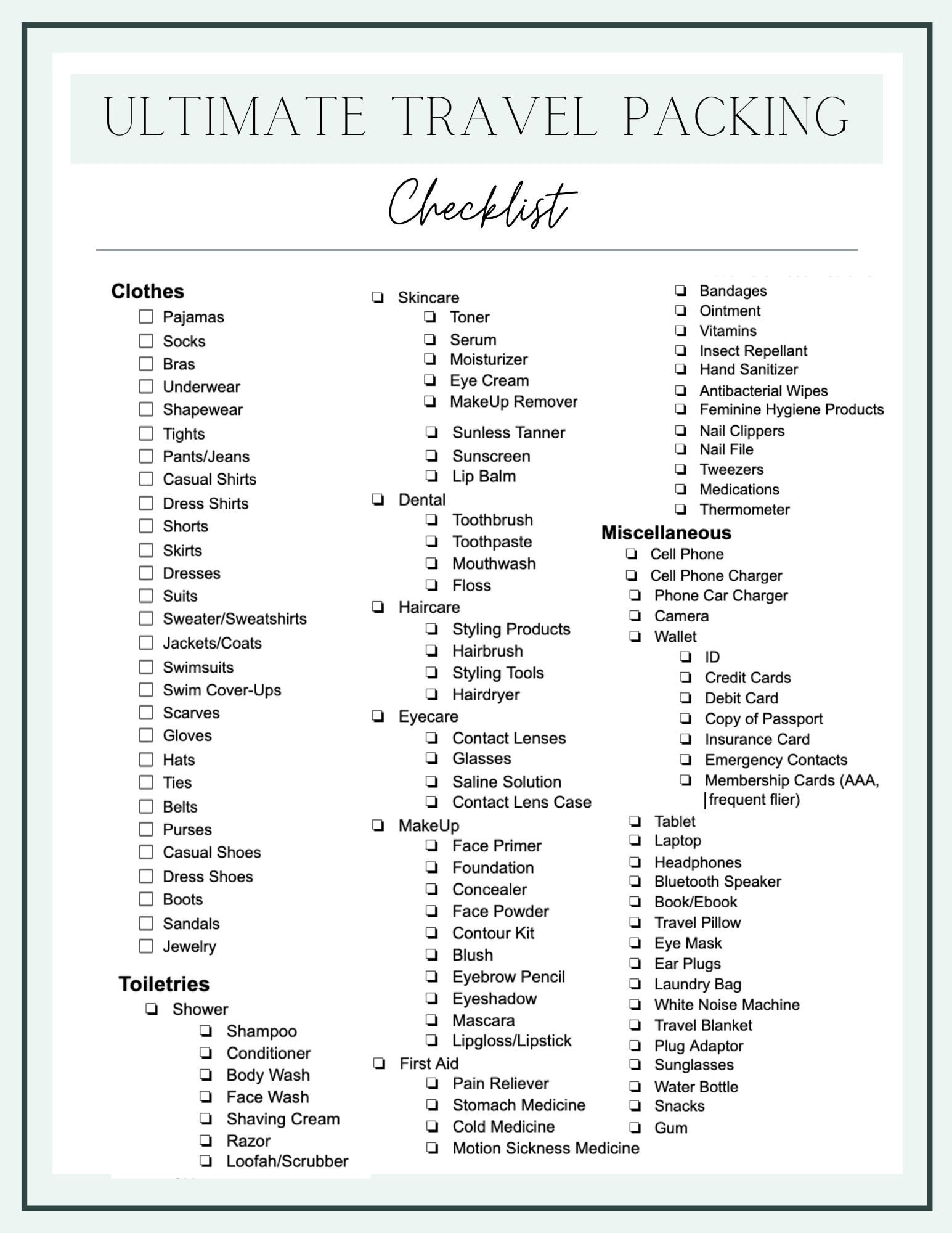 Our Road Trip Essentials & Travel Checklist Printable - Bless