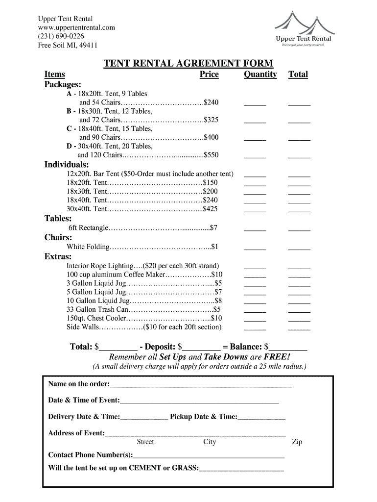 sample party rental agreement template