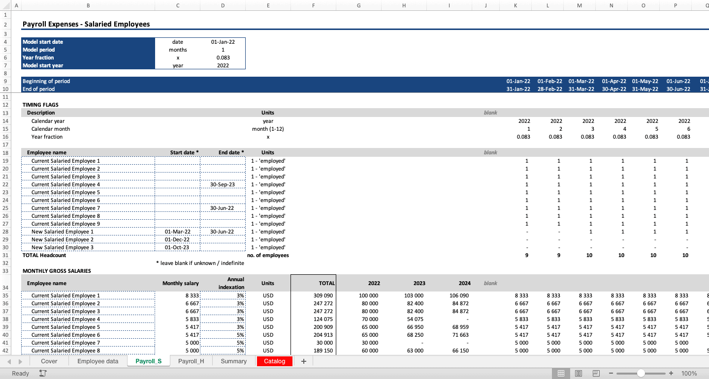 sample payroll budget template