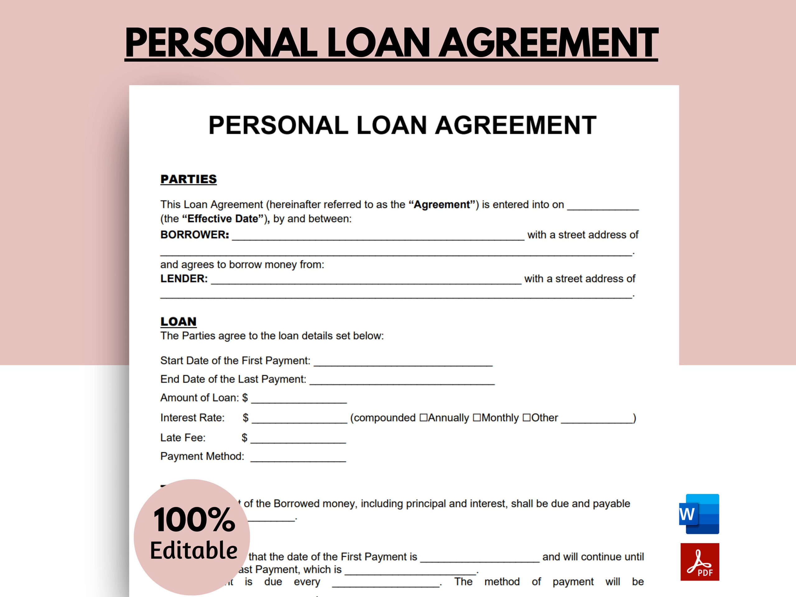 sample loan agreement template