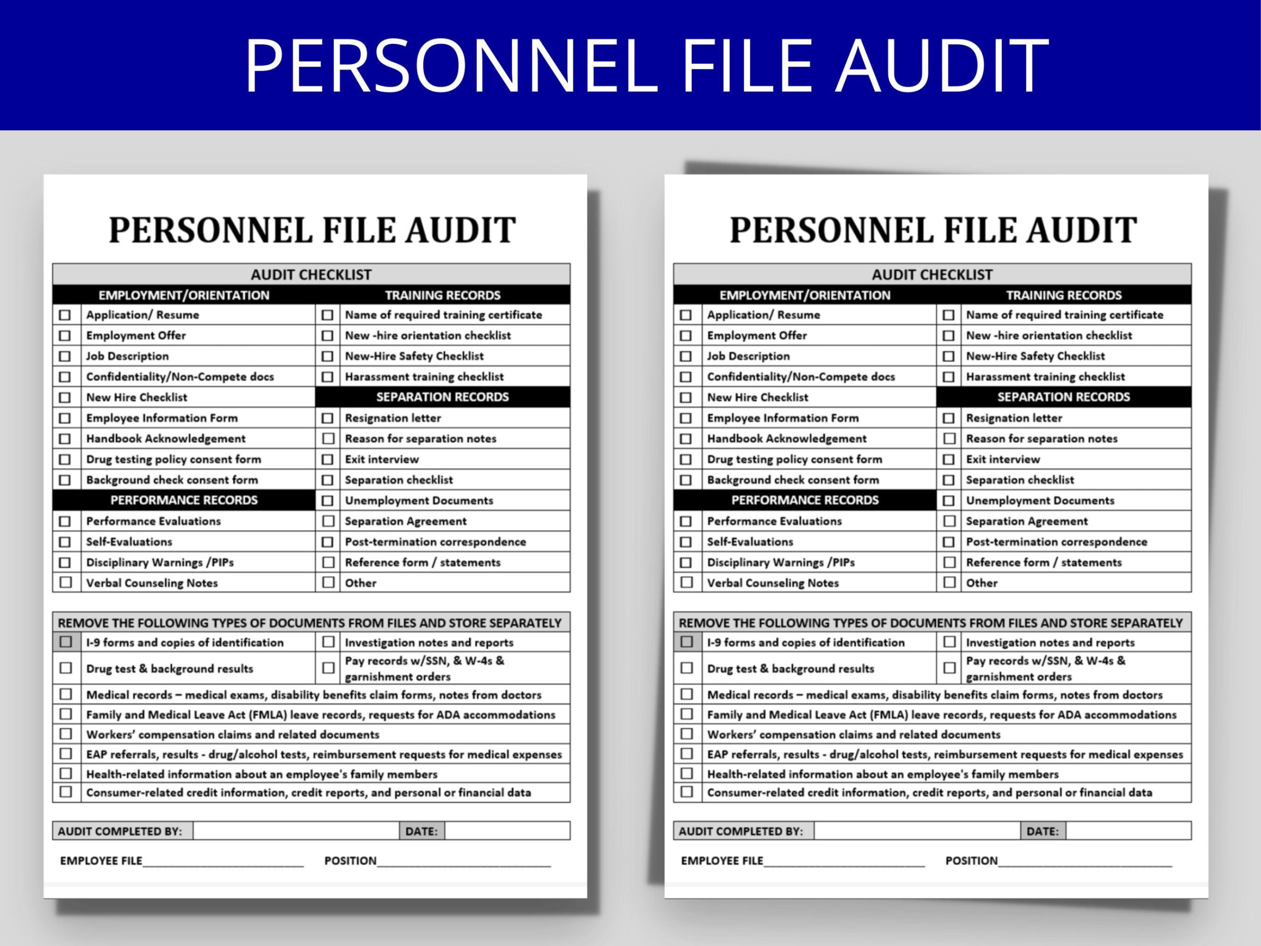 sample employee files checklist template