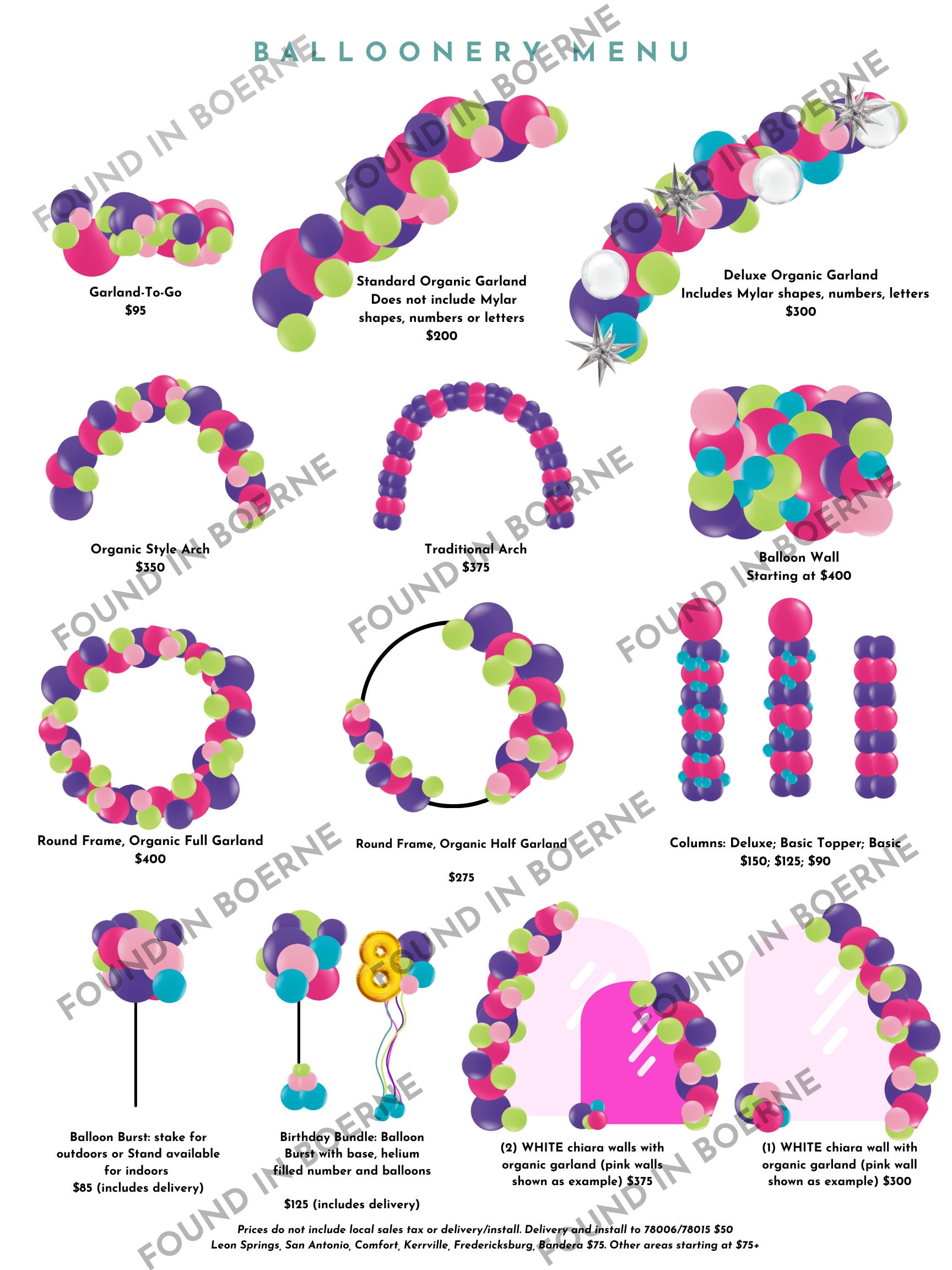 sample Balloon Price List Template