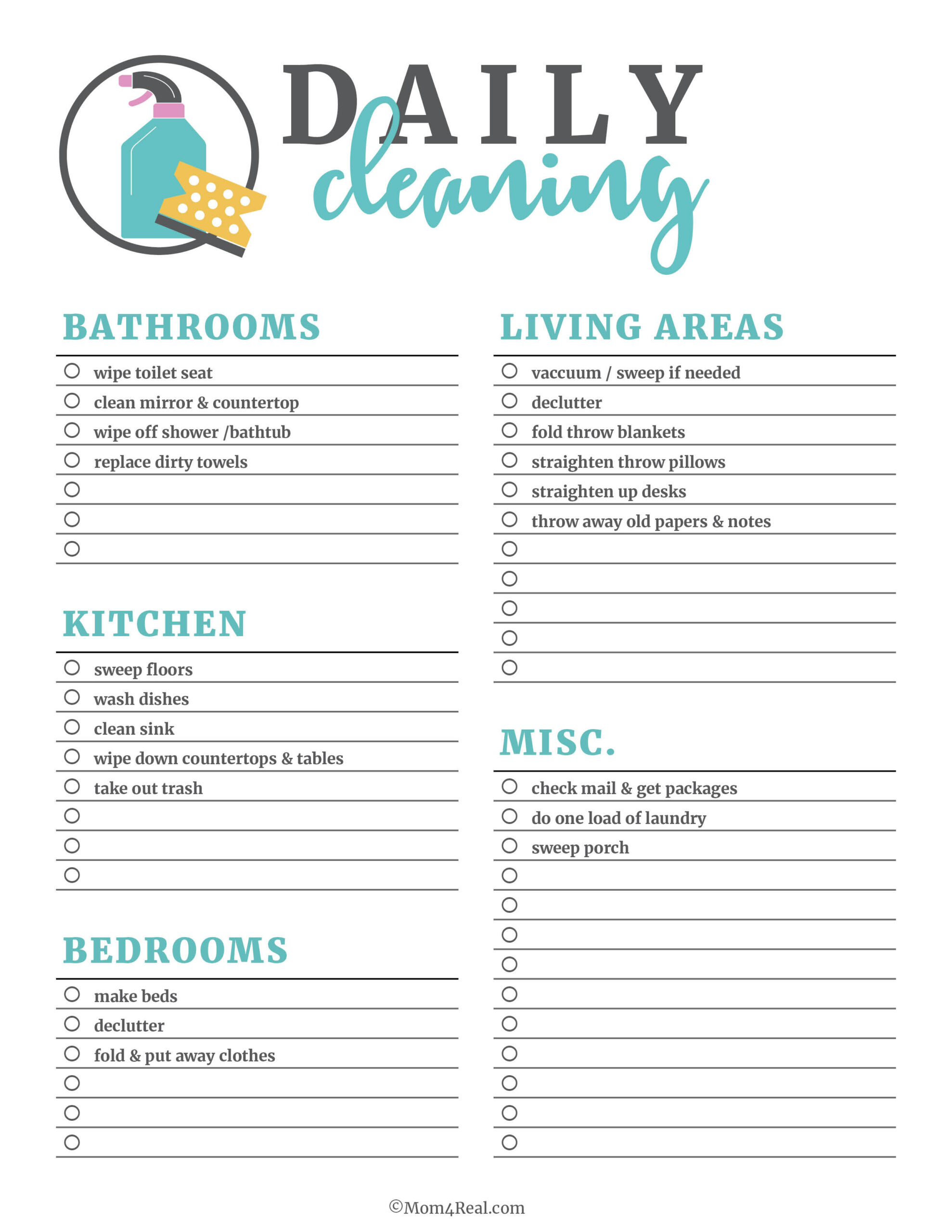 sample cleaning checklist template