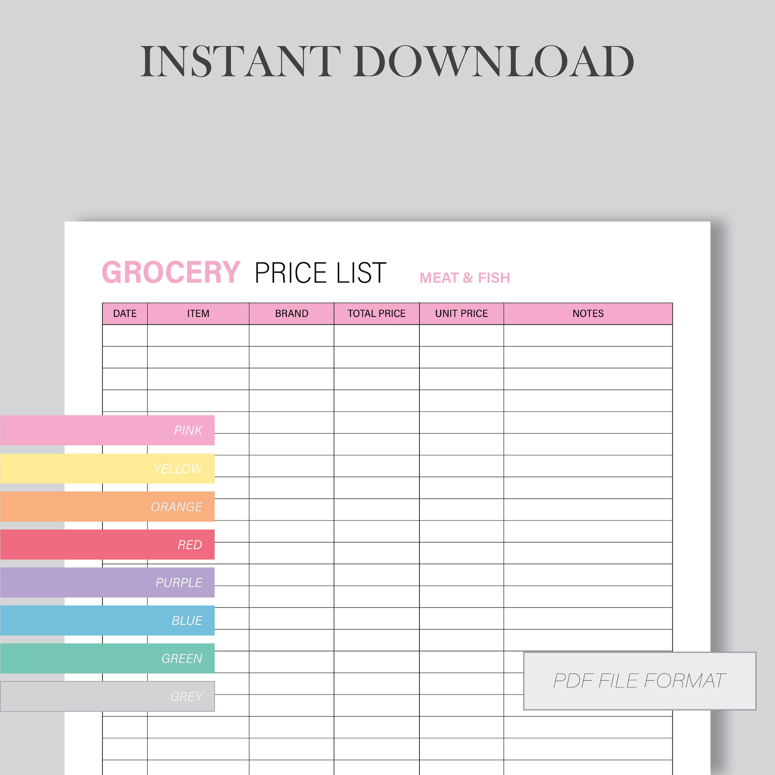 sample Grocery Price List Template