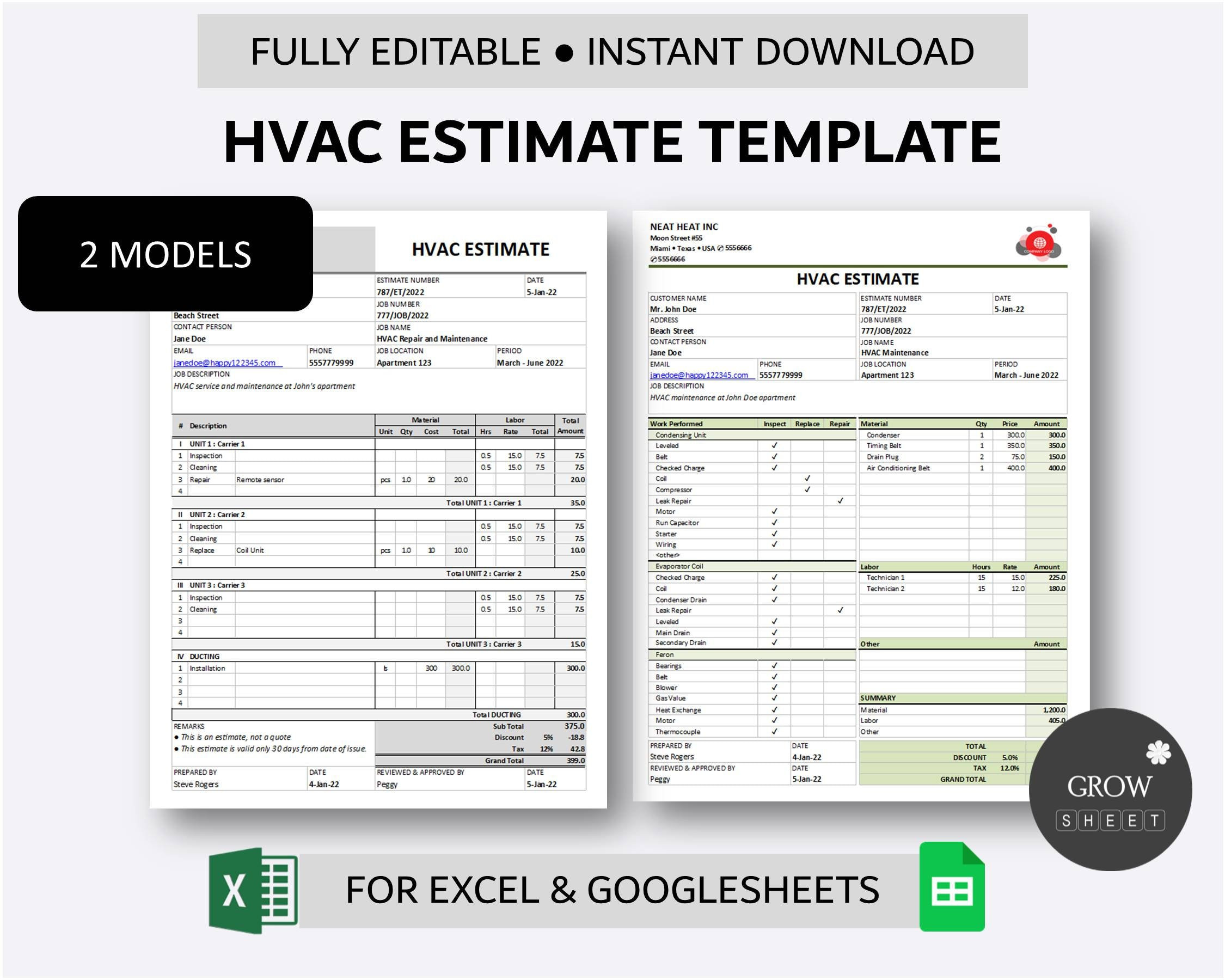 sample HVAC Price List Template