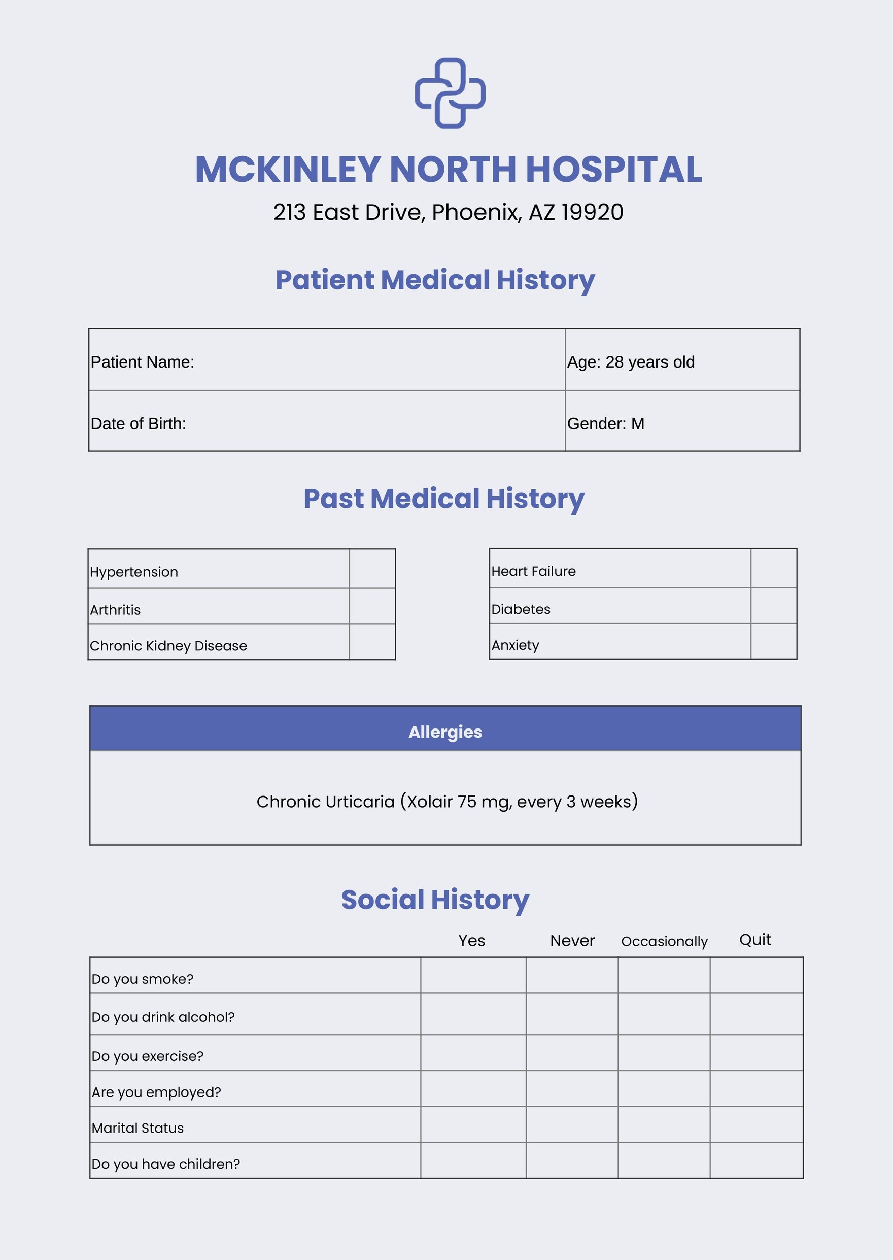 printable patient chart template