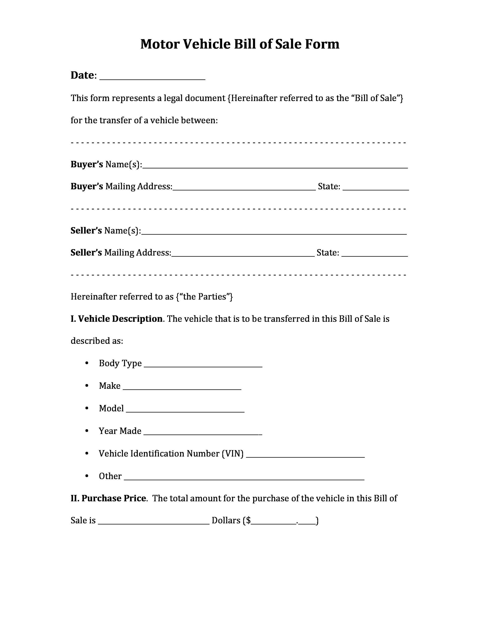 sample car sale agreement template