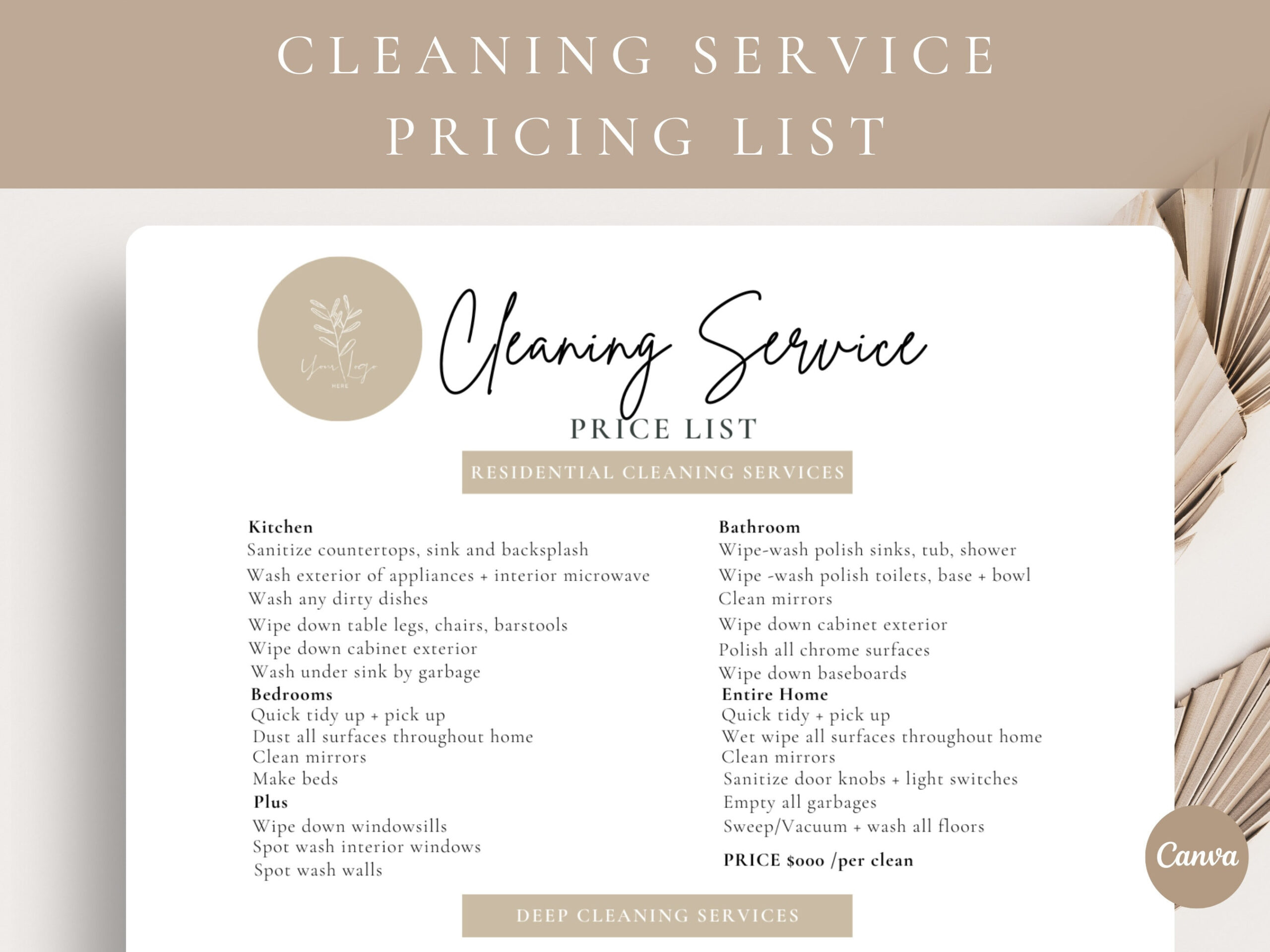 sample Commercial Cleaning Services Price List Template