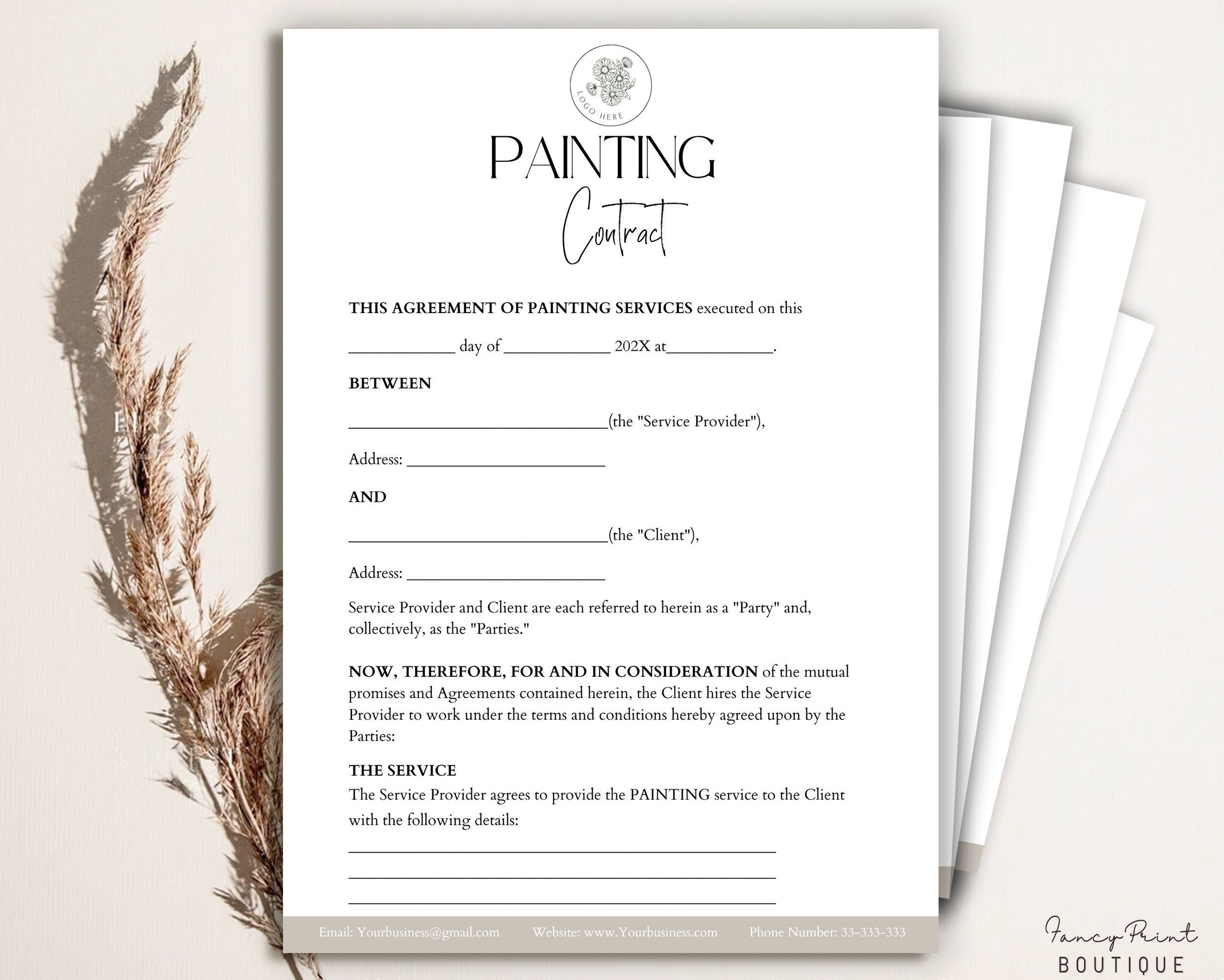 sample painting agreement template