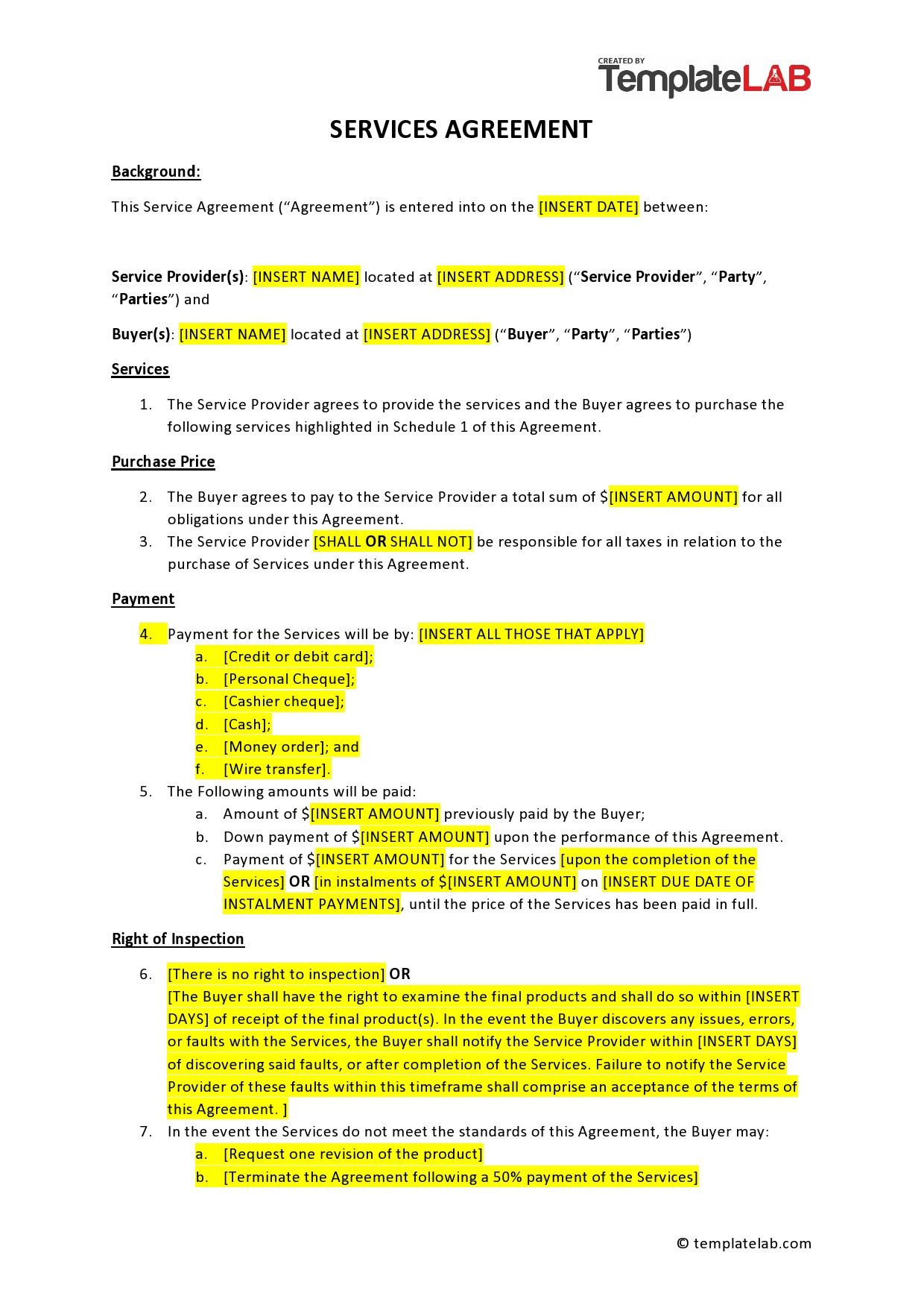 sample Service Agreement Template