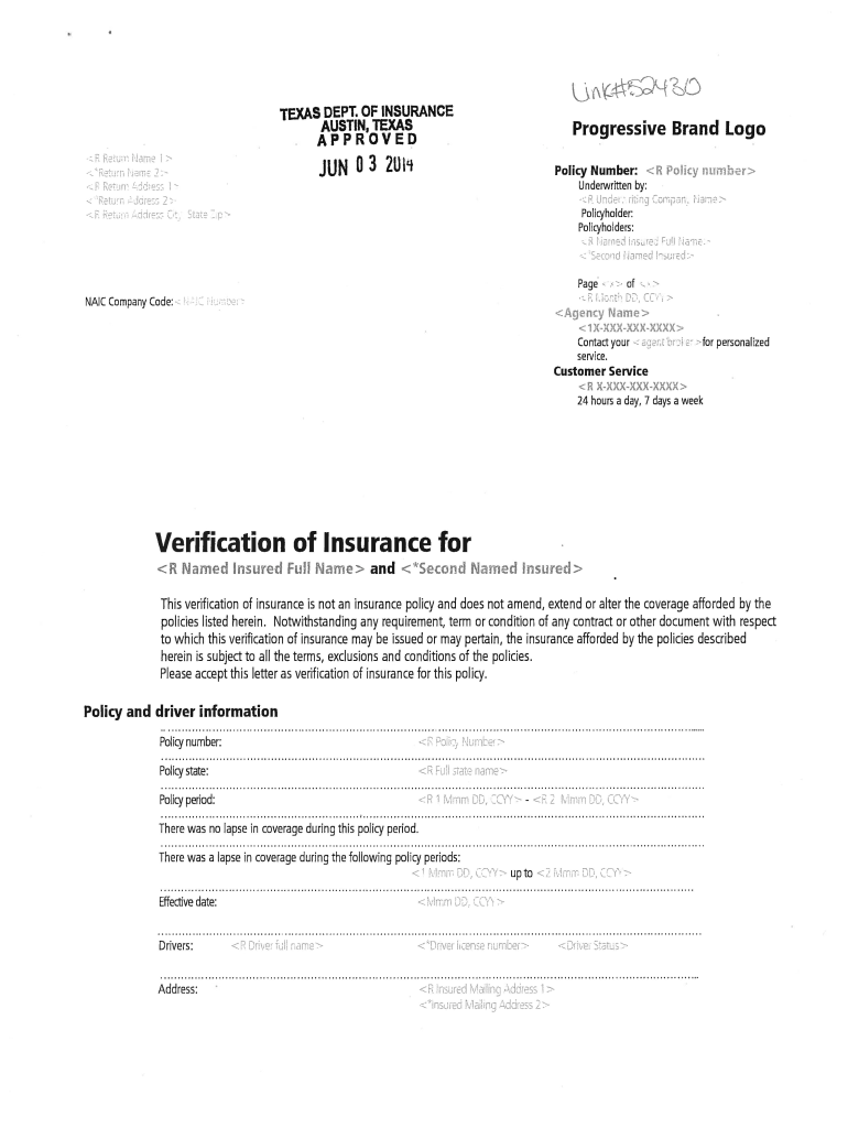 Progressive Lienholder Verification - Fill Online, Printable