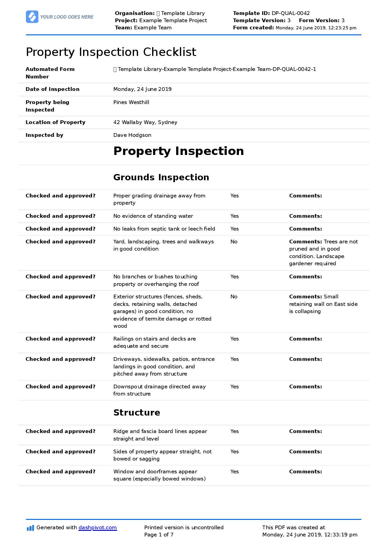 Property Inspection Checklist template (Better than PDF or excel)