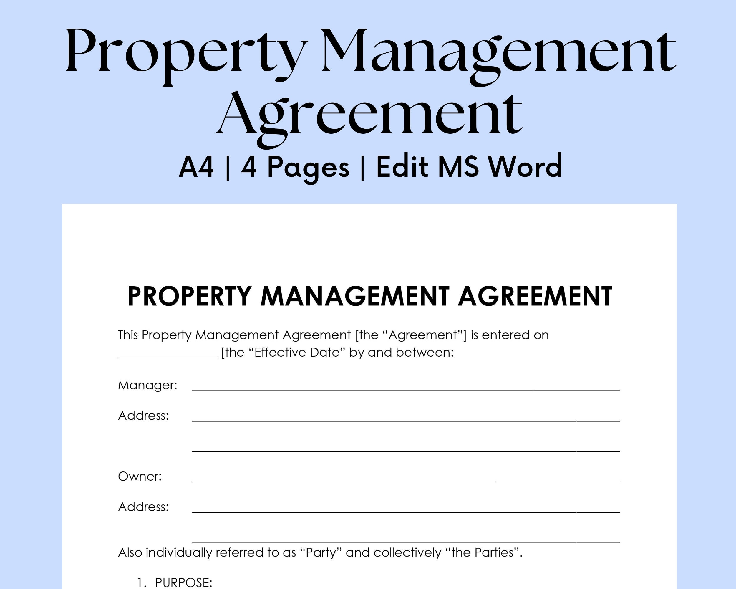 sample property management agreement template