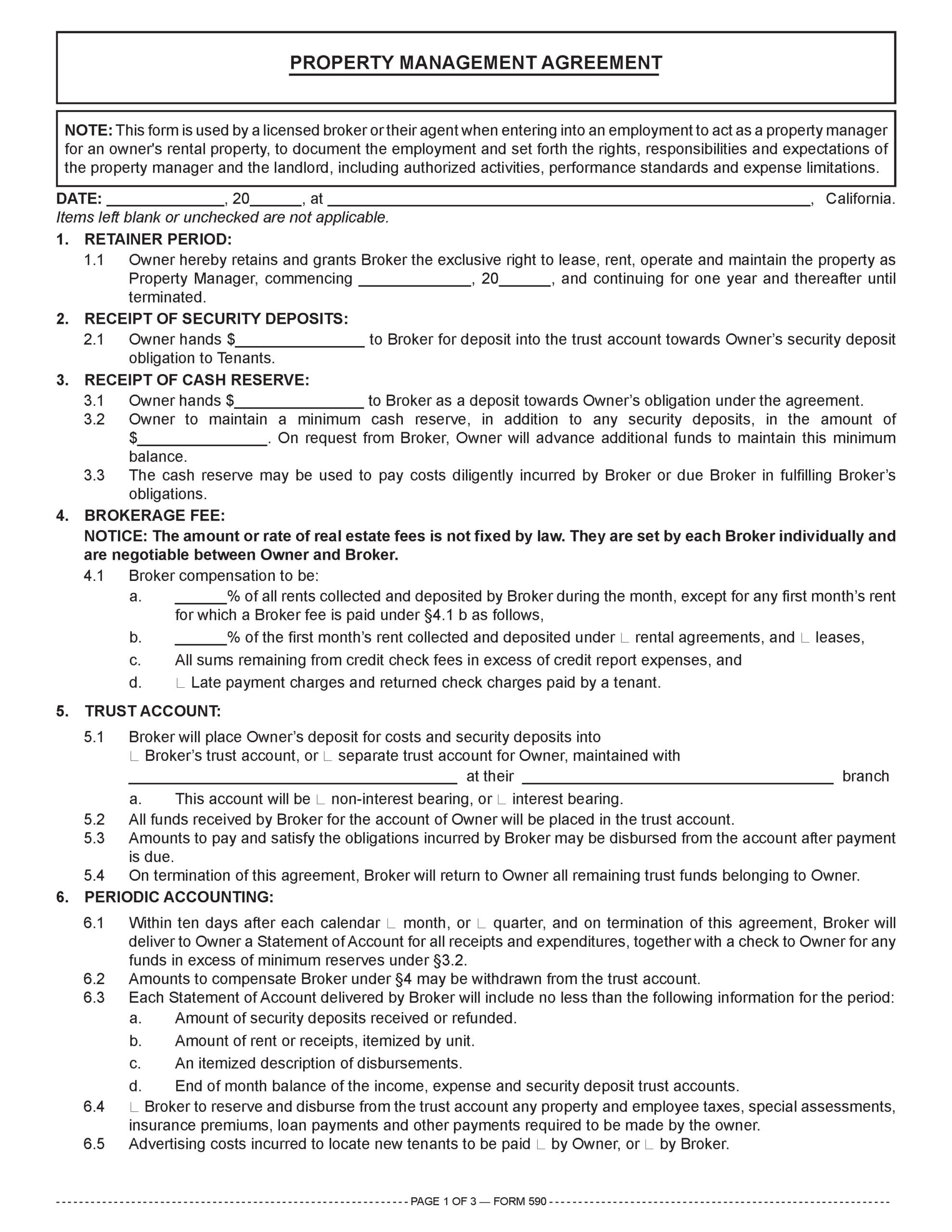 sample property management agreement template