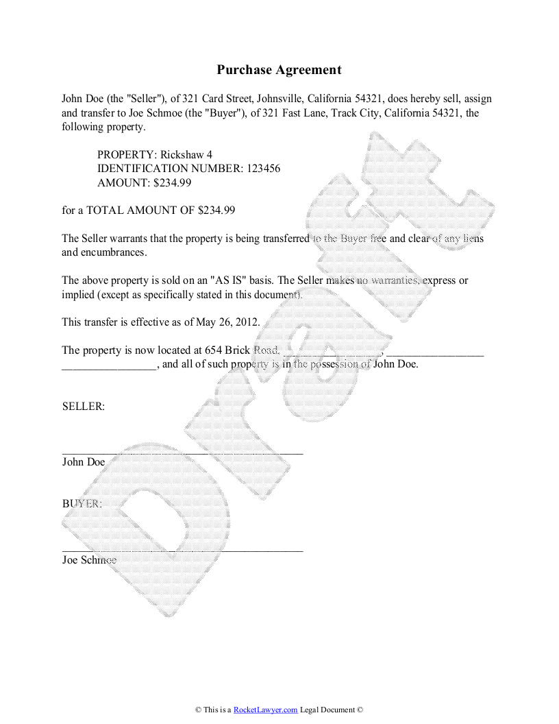 sample home purchase agreement template