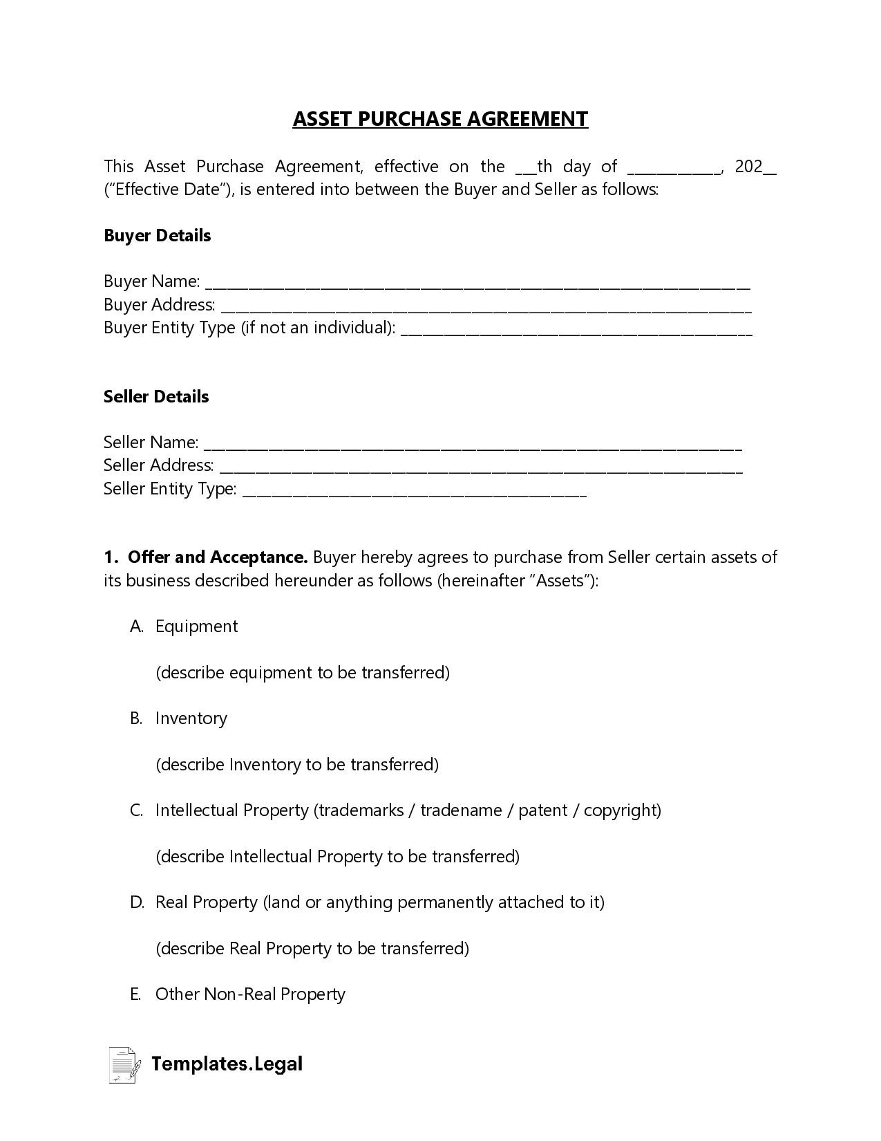 sample buying agreement template