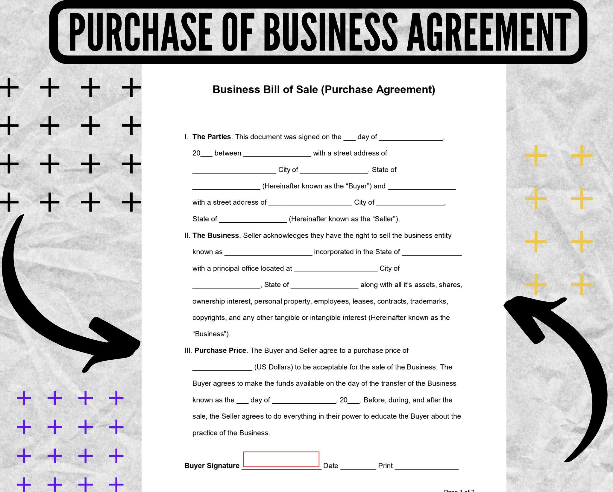 sample business purchase agreement template