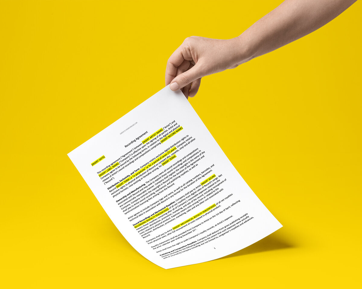 sample recording agreement template