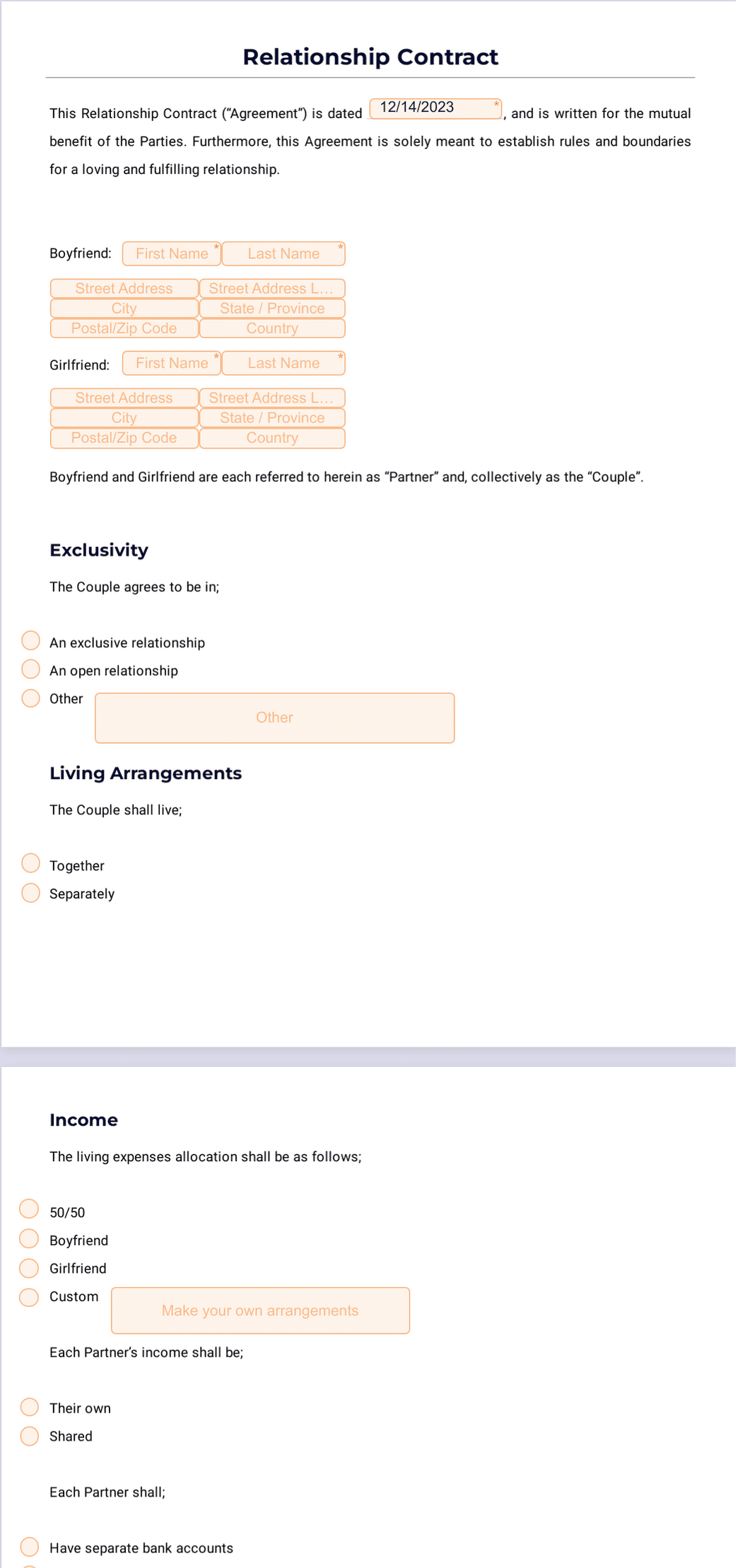 sample relationship agreement template