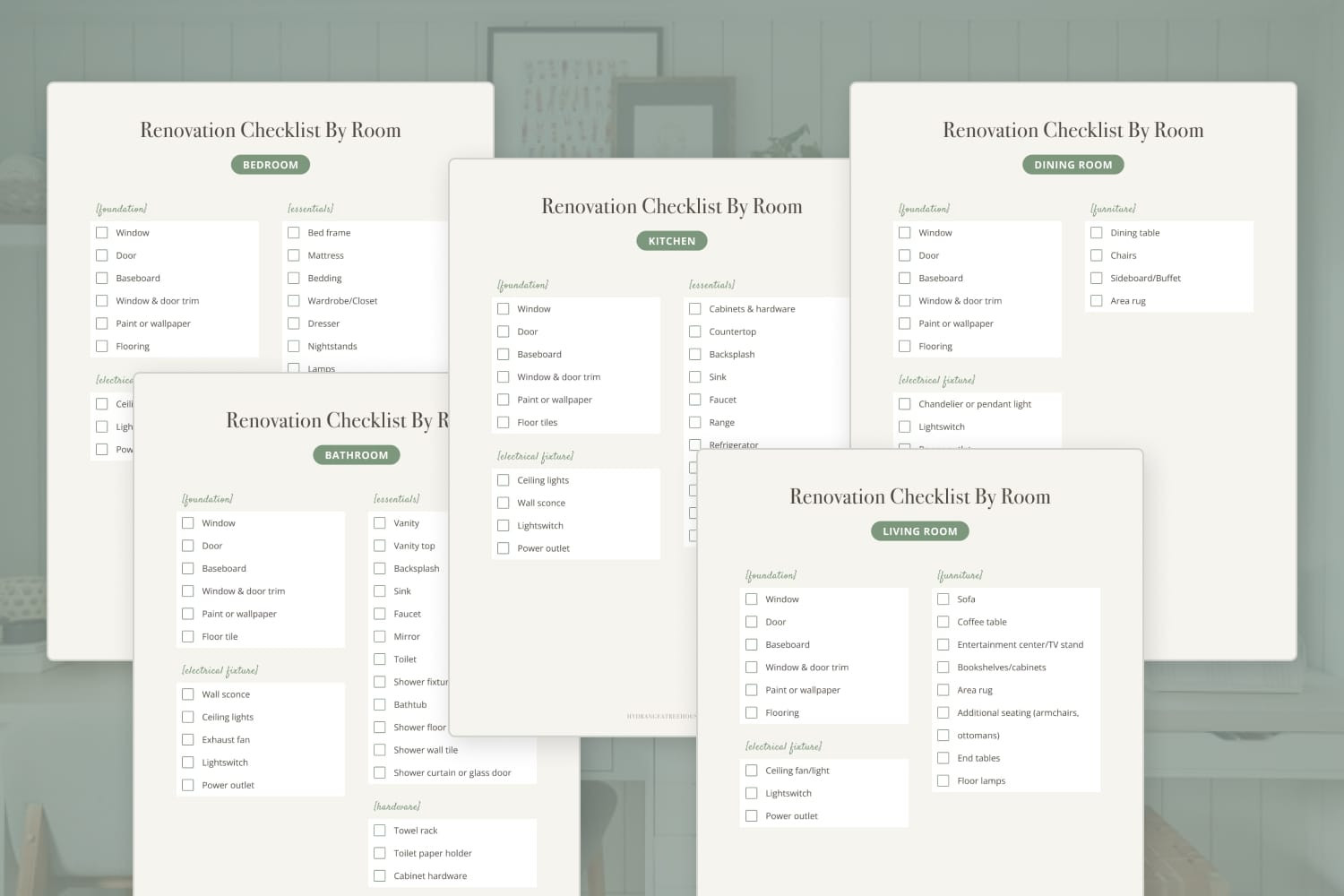 Renovation checklist by room (PDF inside!) - Hydrangea Treehouse