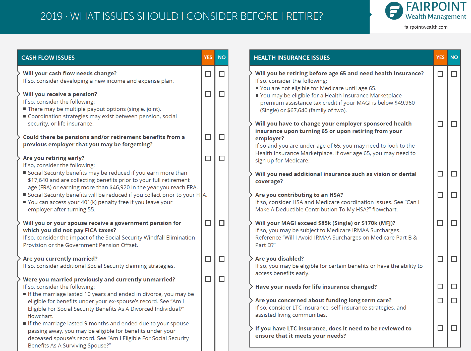 sample retirement checklist template