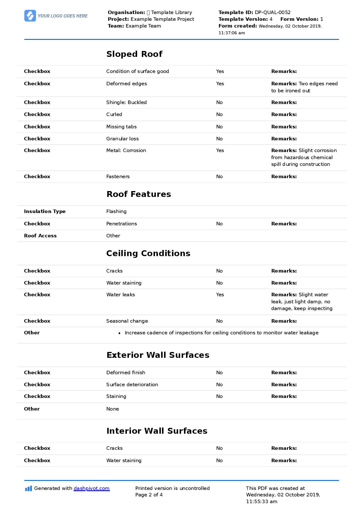 Roof Inspection Checklist Template: Smarter than PDF and Excel