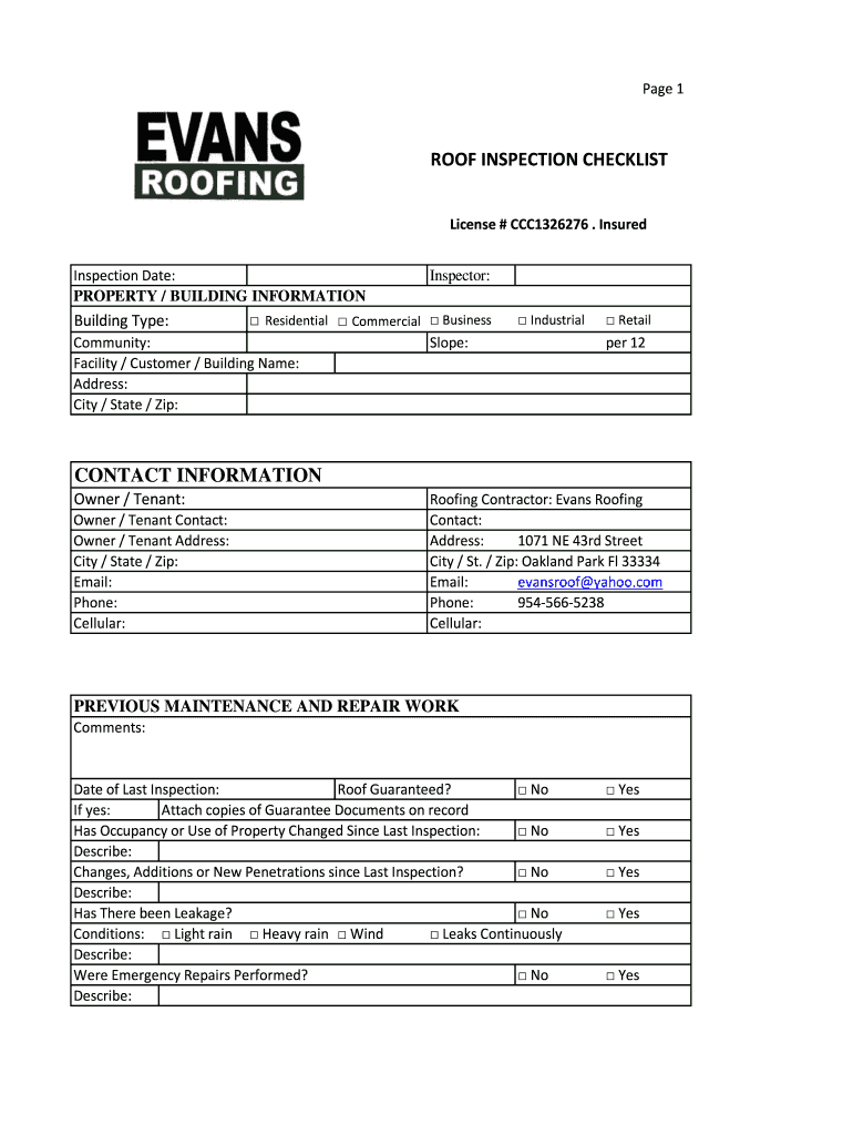 Roof Inspection Template - Fill Online, Printable, Fillable, Blank