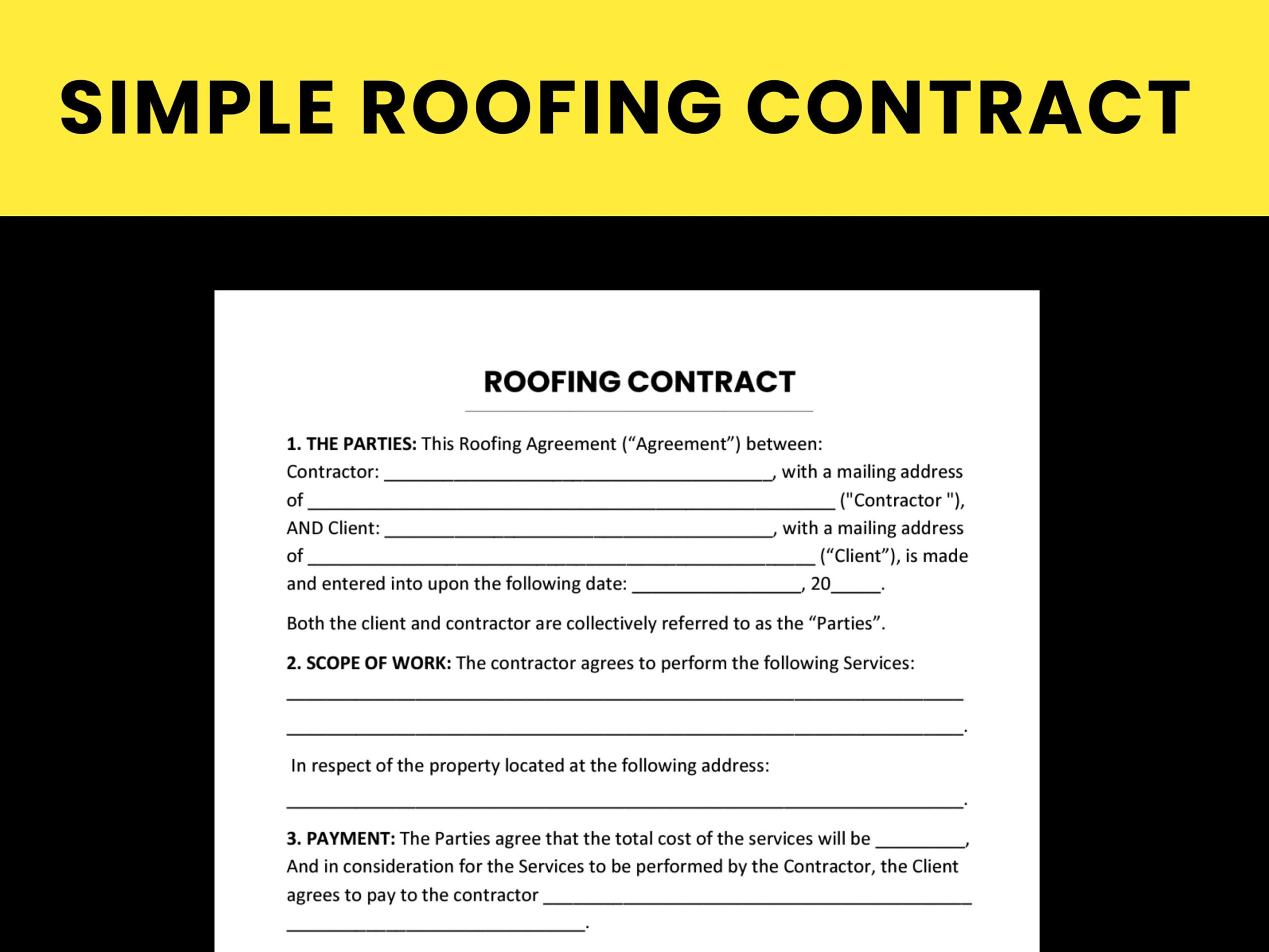 sample roofing contract agreement template