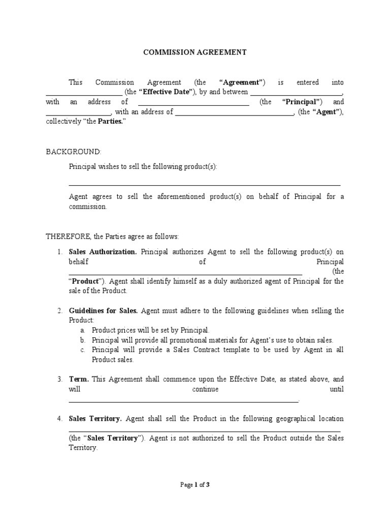 sample sales commission agreement template