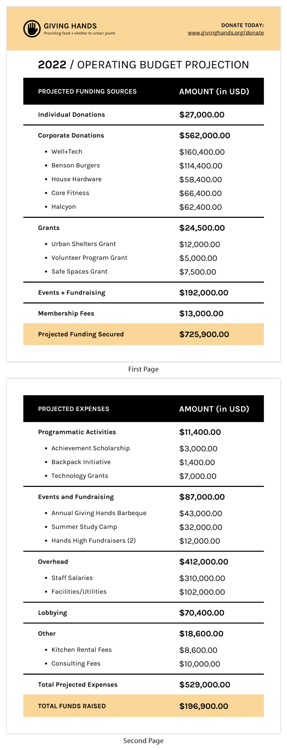 sample budget report template