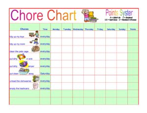 sample of daily chores chart template
