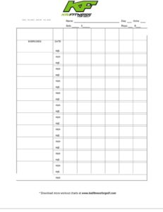 sample of exercise chart template