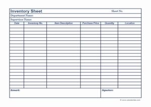 sample of inventory checklist template