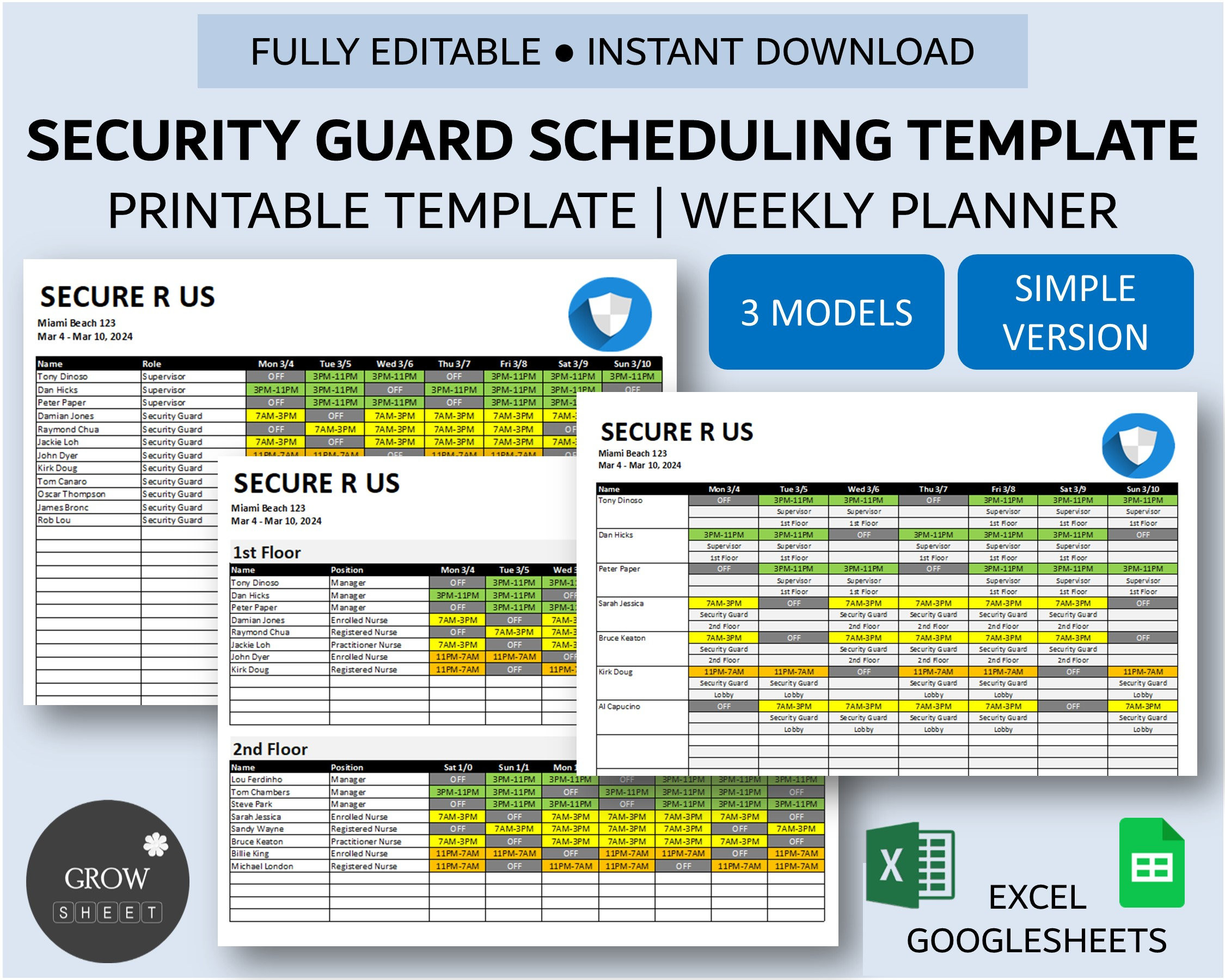 sample security guard timesheet template