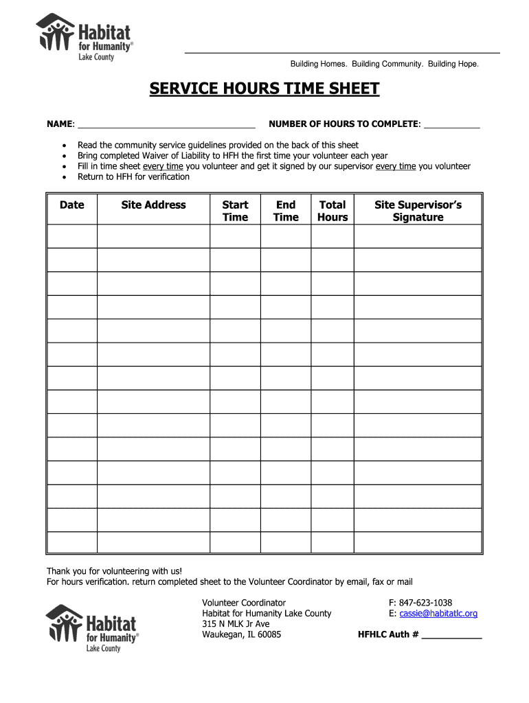 sample volunteer timesheet template