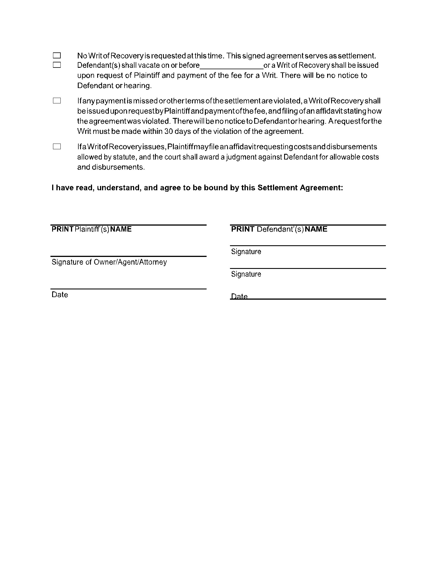 sample Settlement Agreement Template