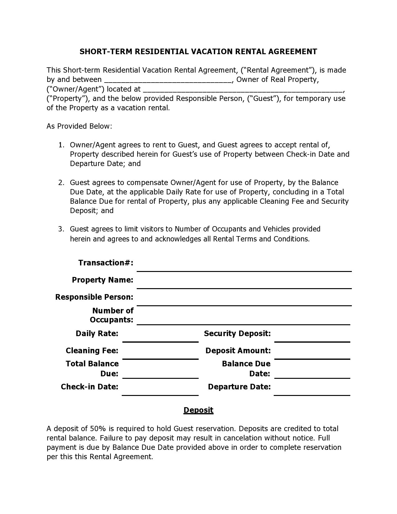 sample Short Term Lease Agreement Template