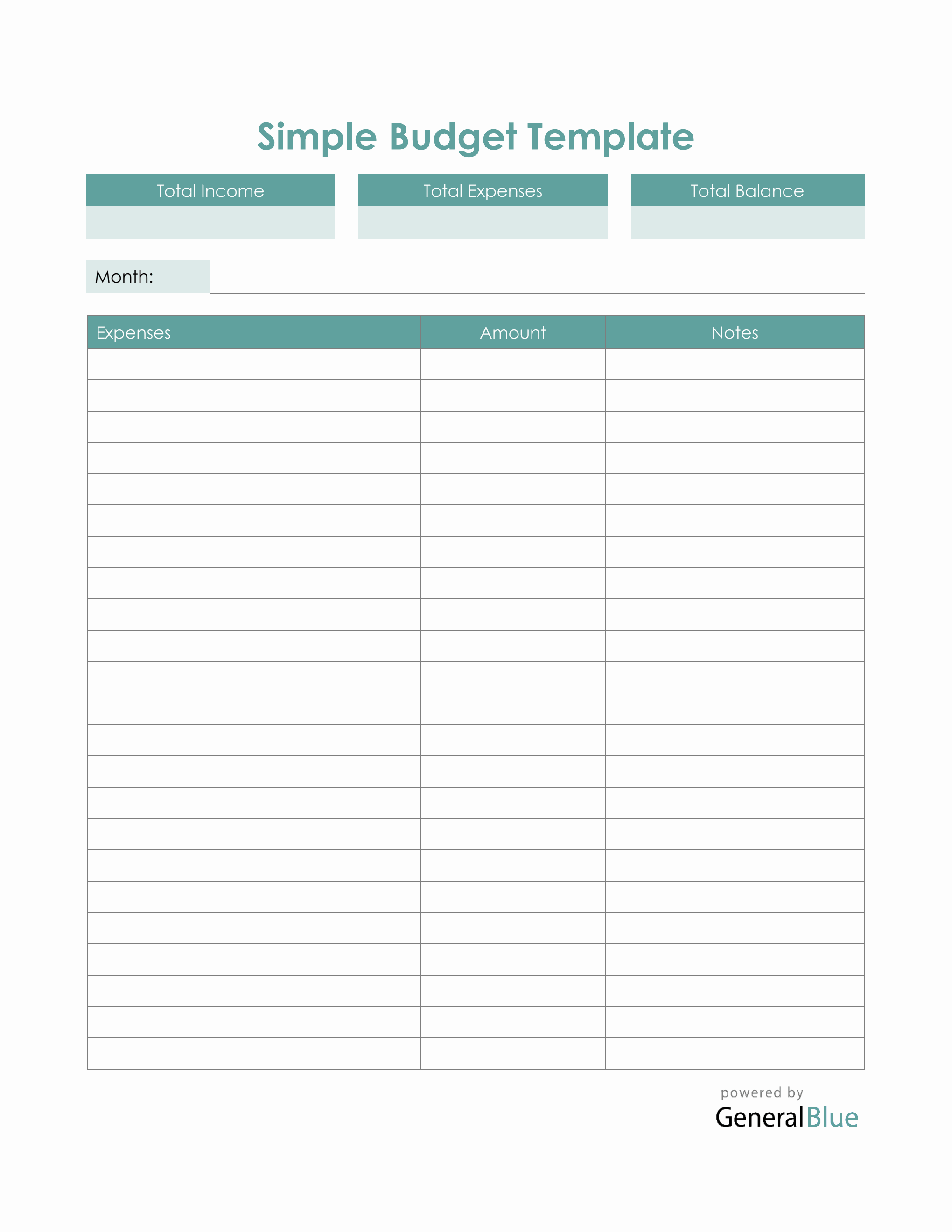 sample simple family budget template