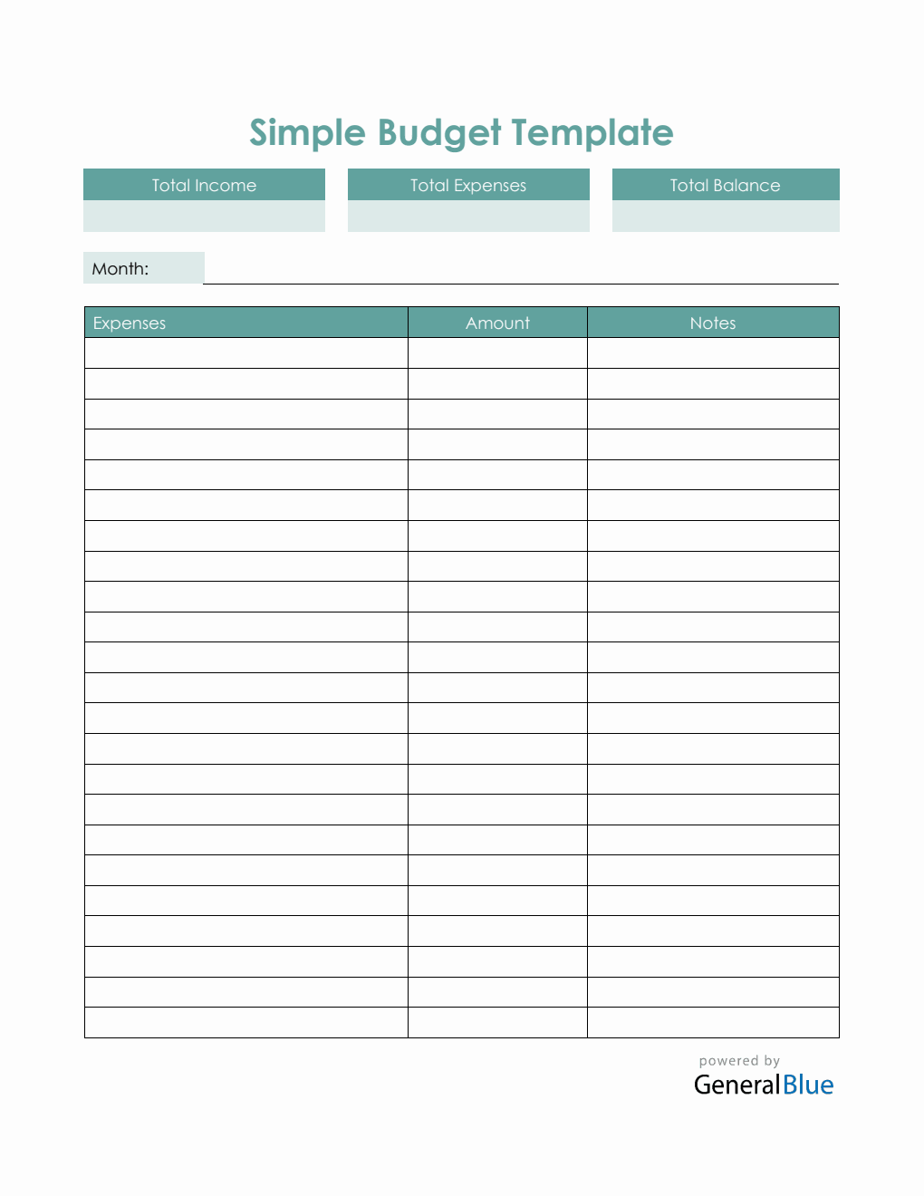 sample detailed monthly budget template