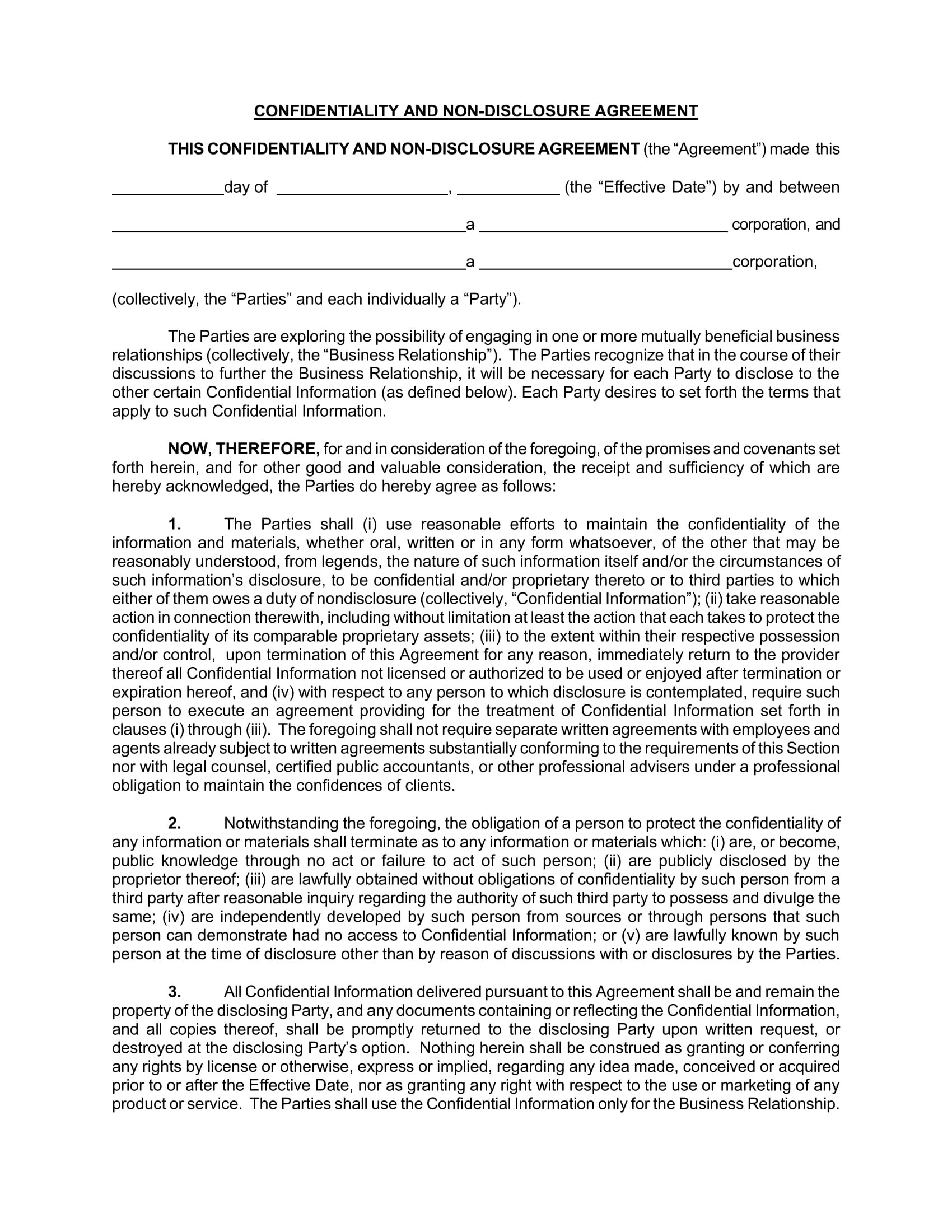 sample mutual confidentiality agreement template