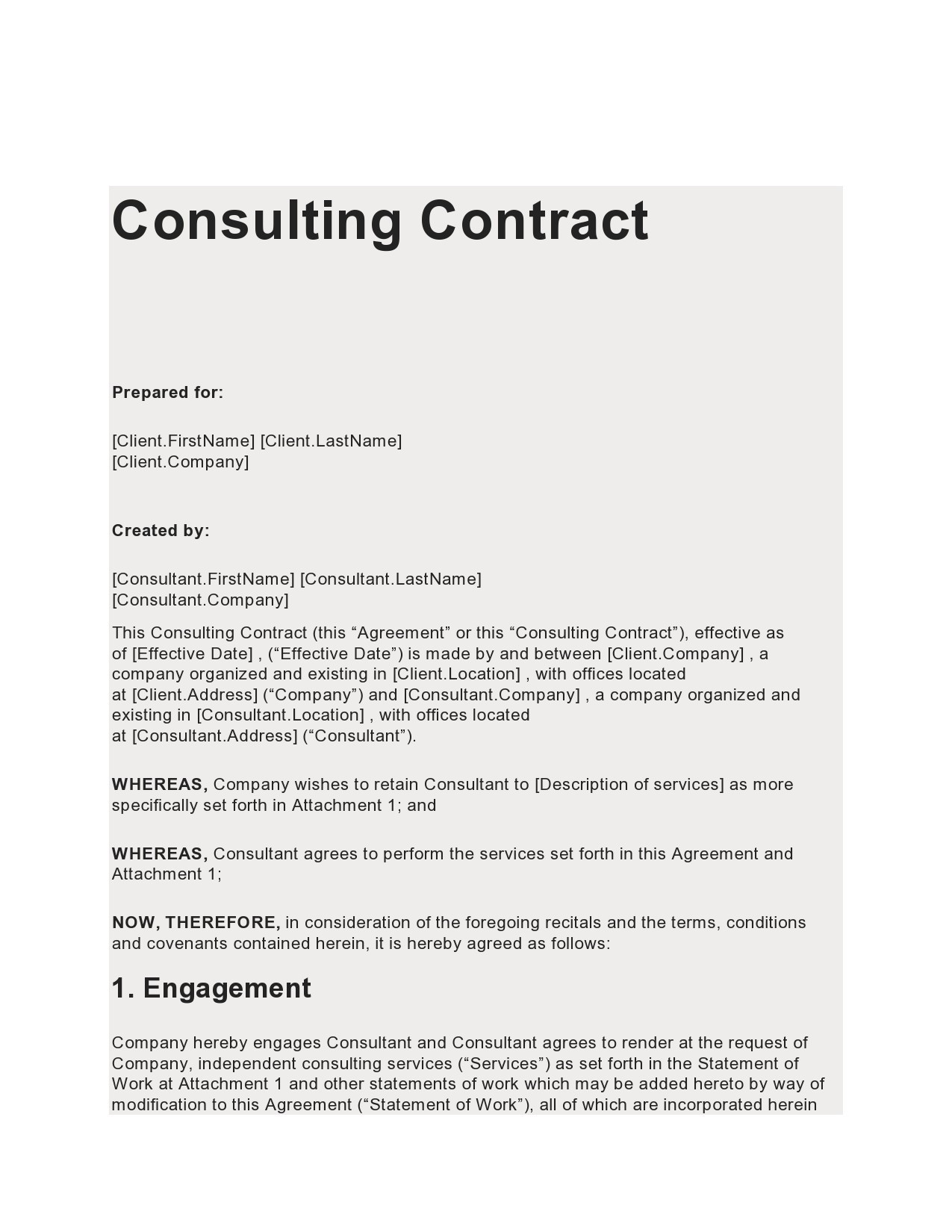 sample consultant service agreement template