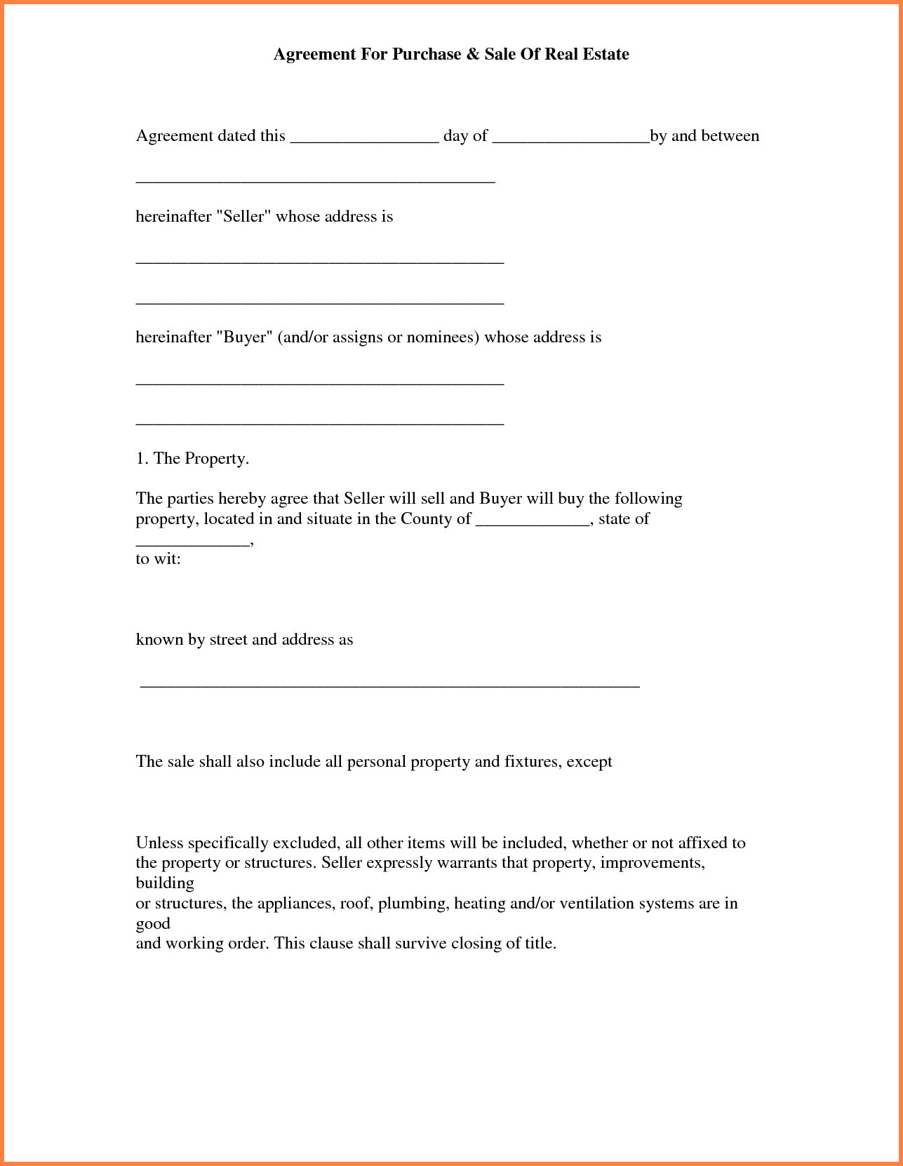 sample land purchase agreement template