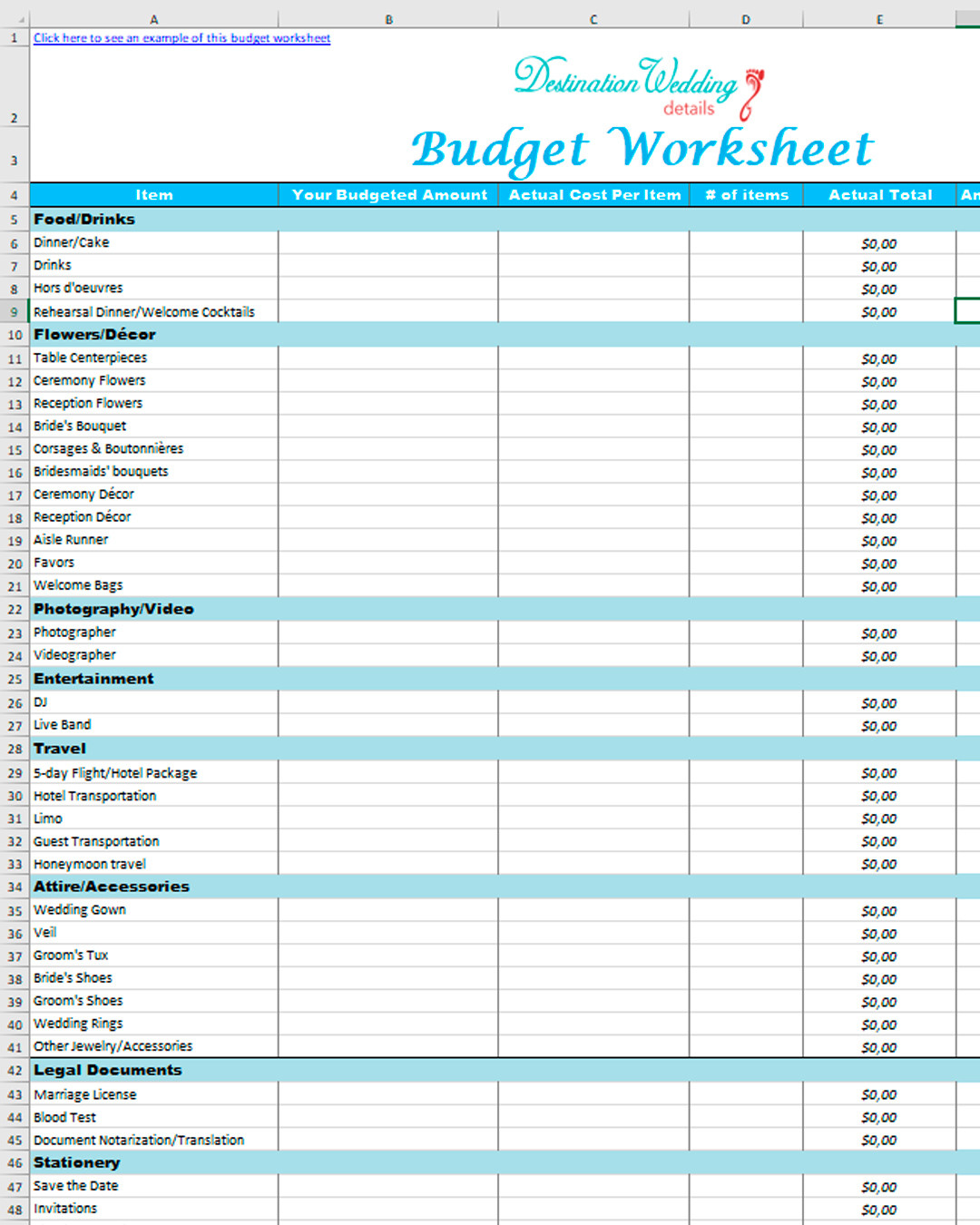 sample wedding checklist excel template