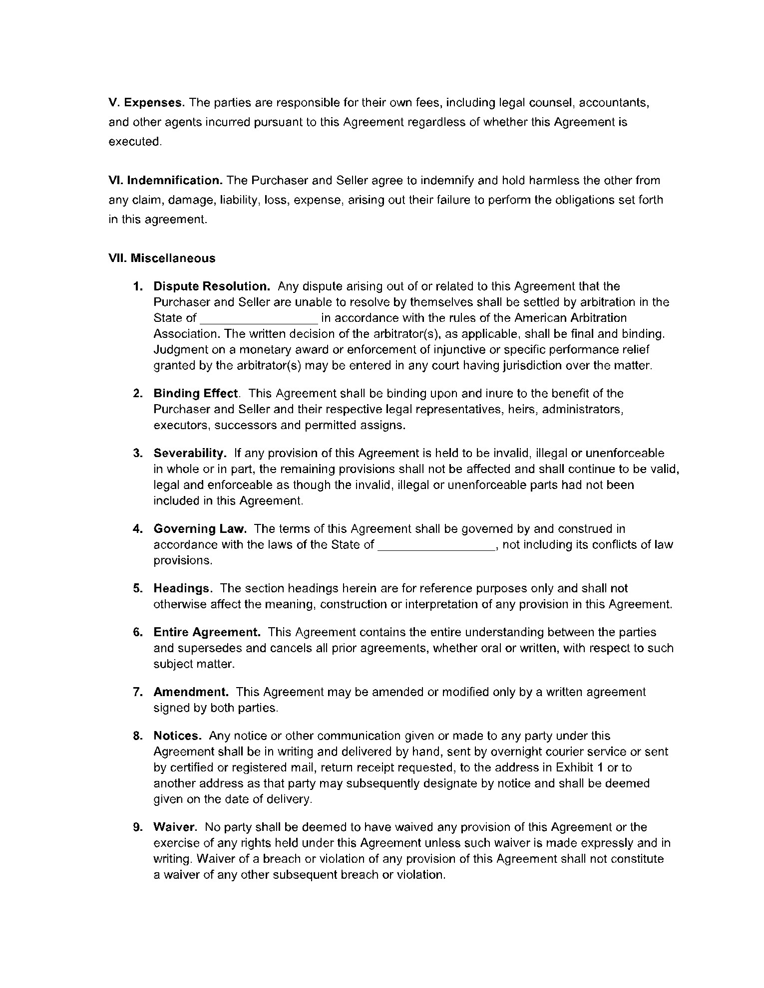 sample Stock Purchase Agreement Template