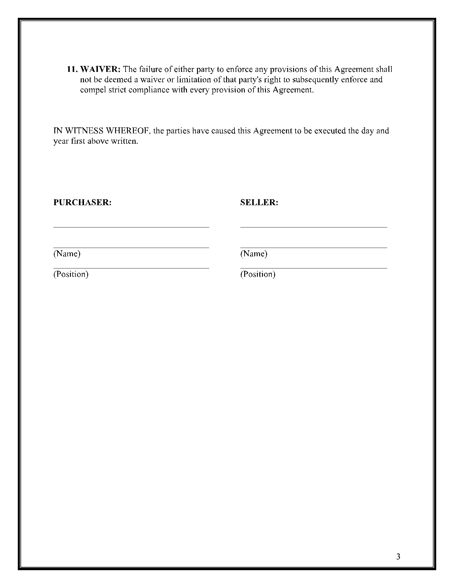 sample Share Purchase Agreement Template