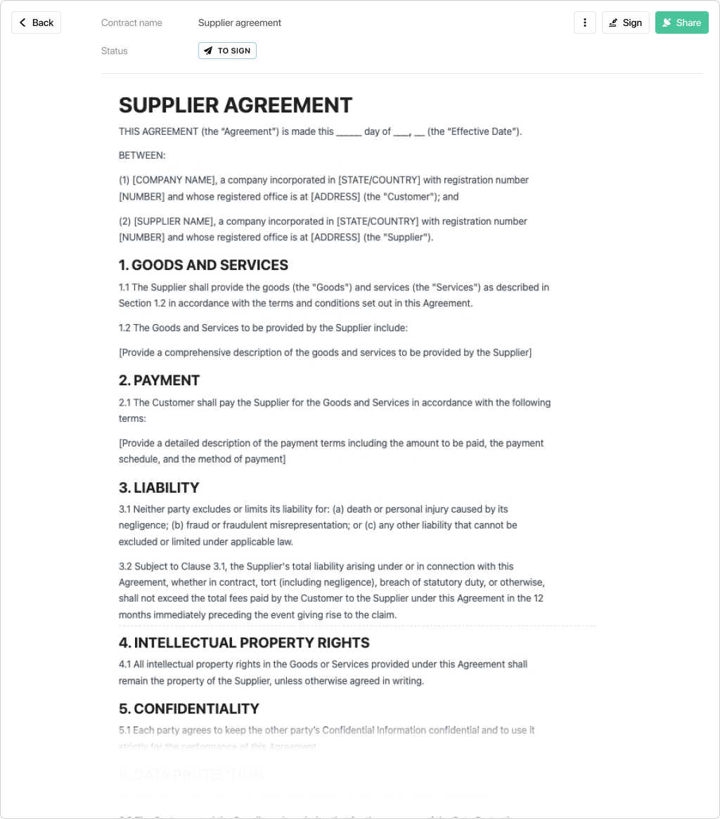 sample Supply Contract Agreement Template