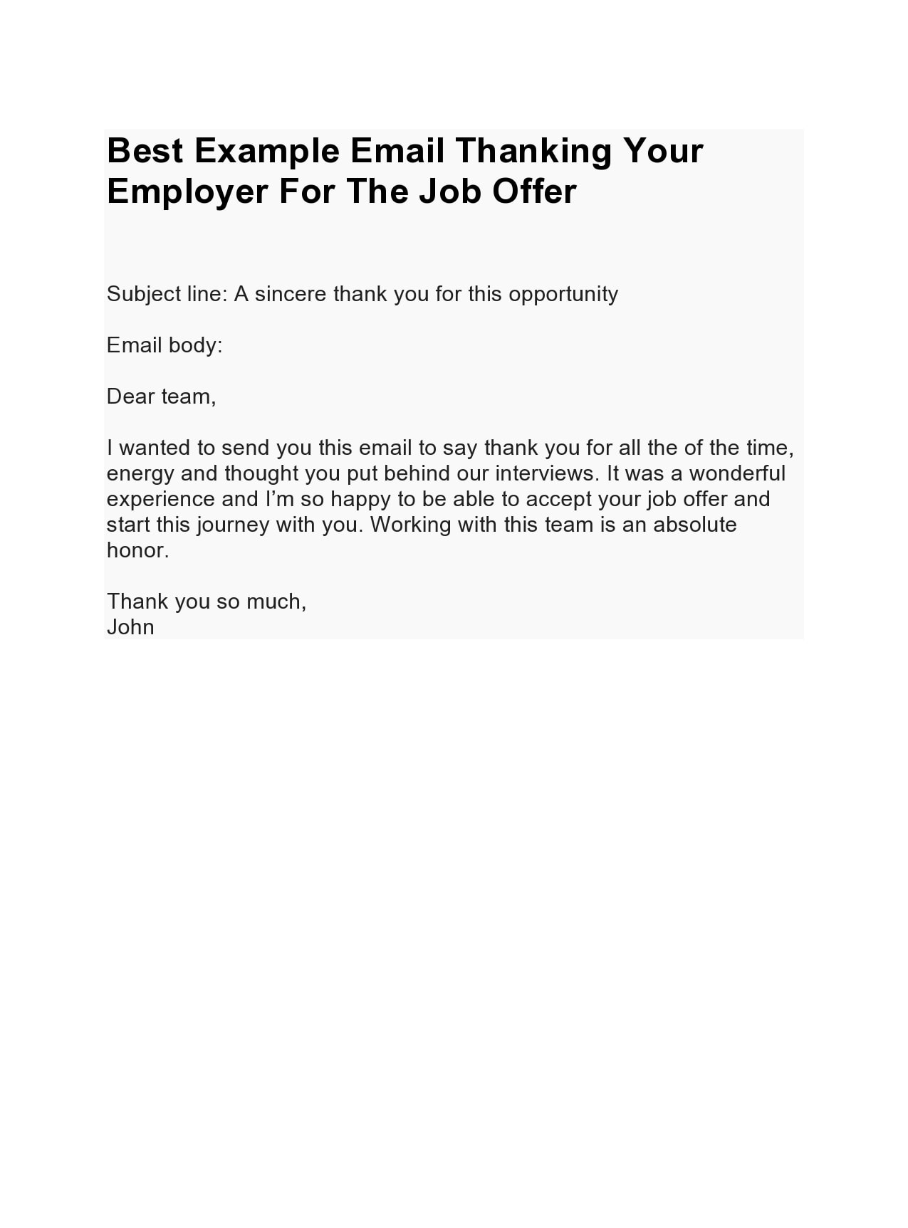 thank you letter for job offer