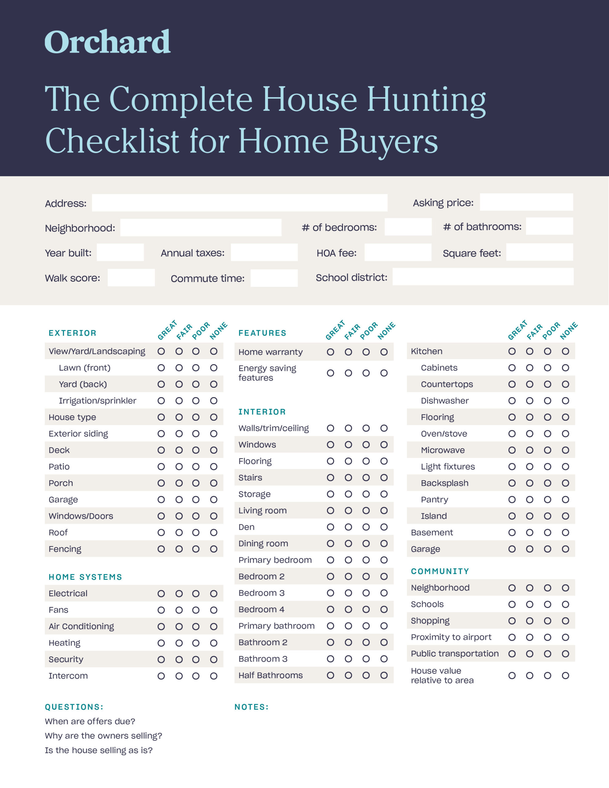 The Complete House Hunting Checklist Free Printable List for