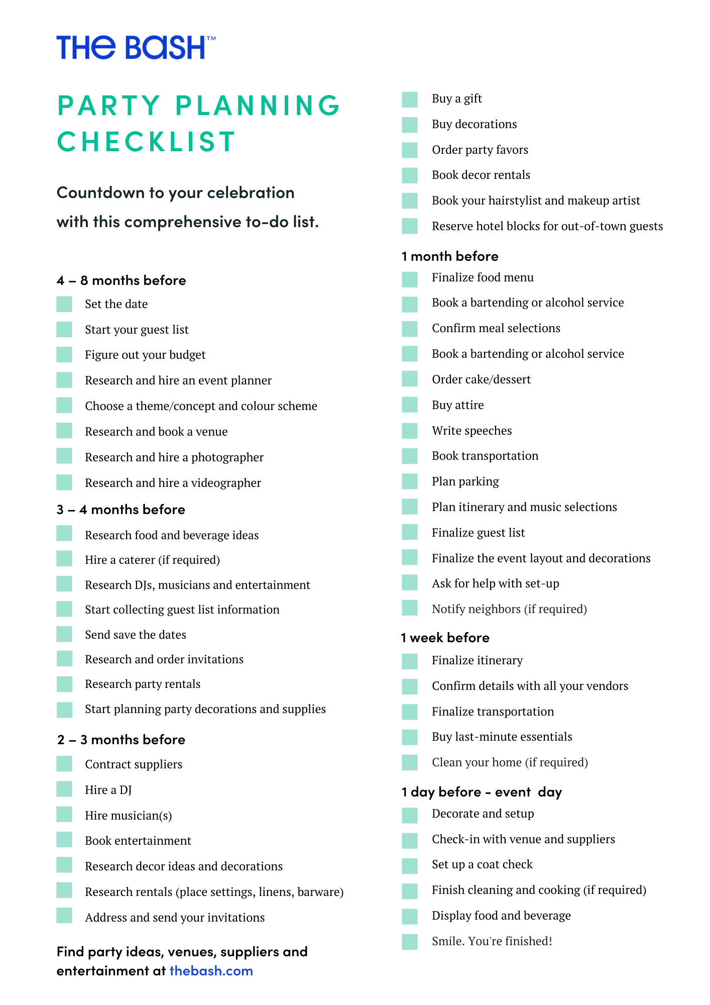 The Ultimate Party Planning Checklist - Stay Organized - The Bash